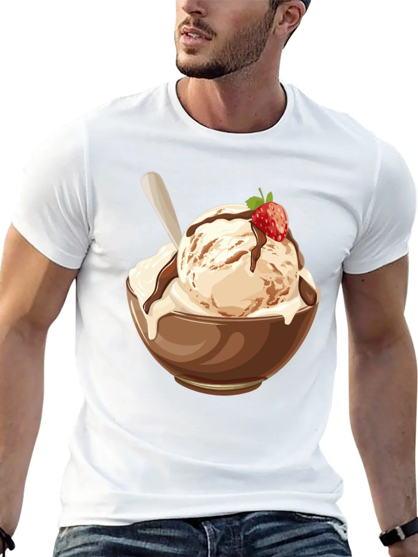 Camiseta Negra con Dise?o de Helado