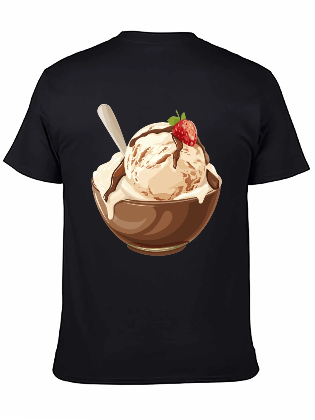 Camiseta Negra con Dise?o de Helado