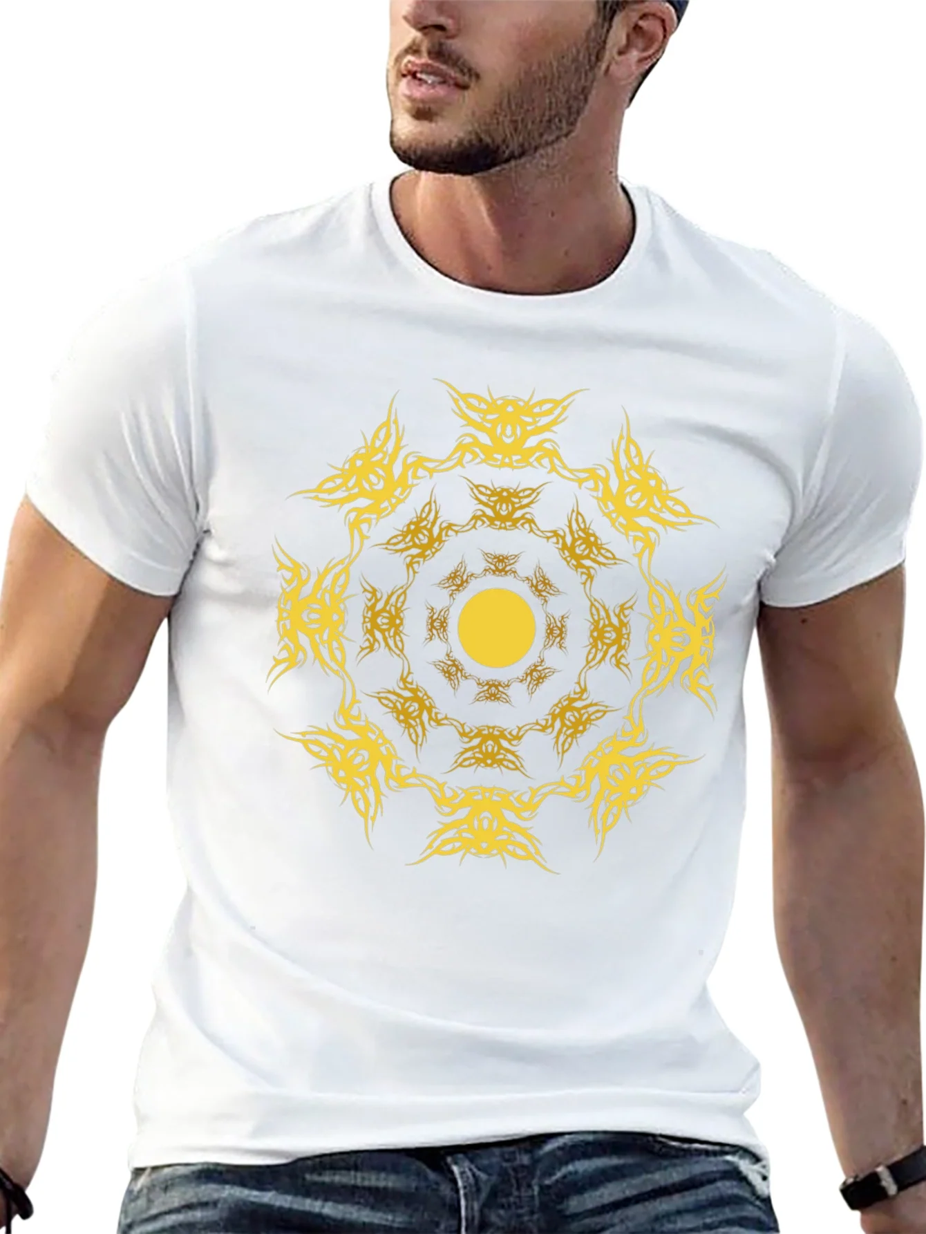 Rebbecca Tribal Sun Graphic Black T-Shirt