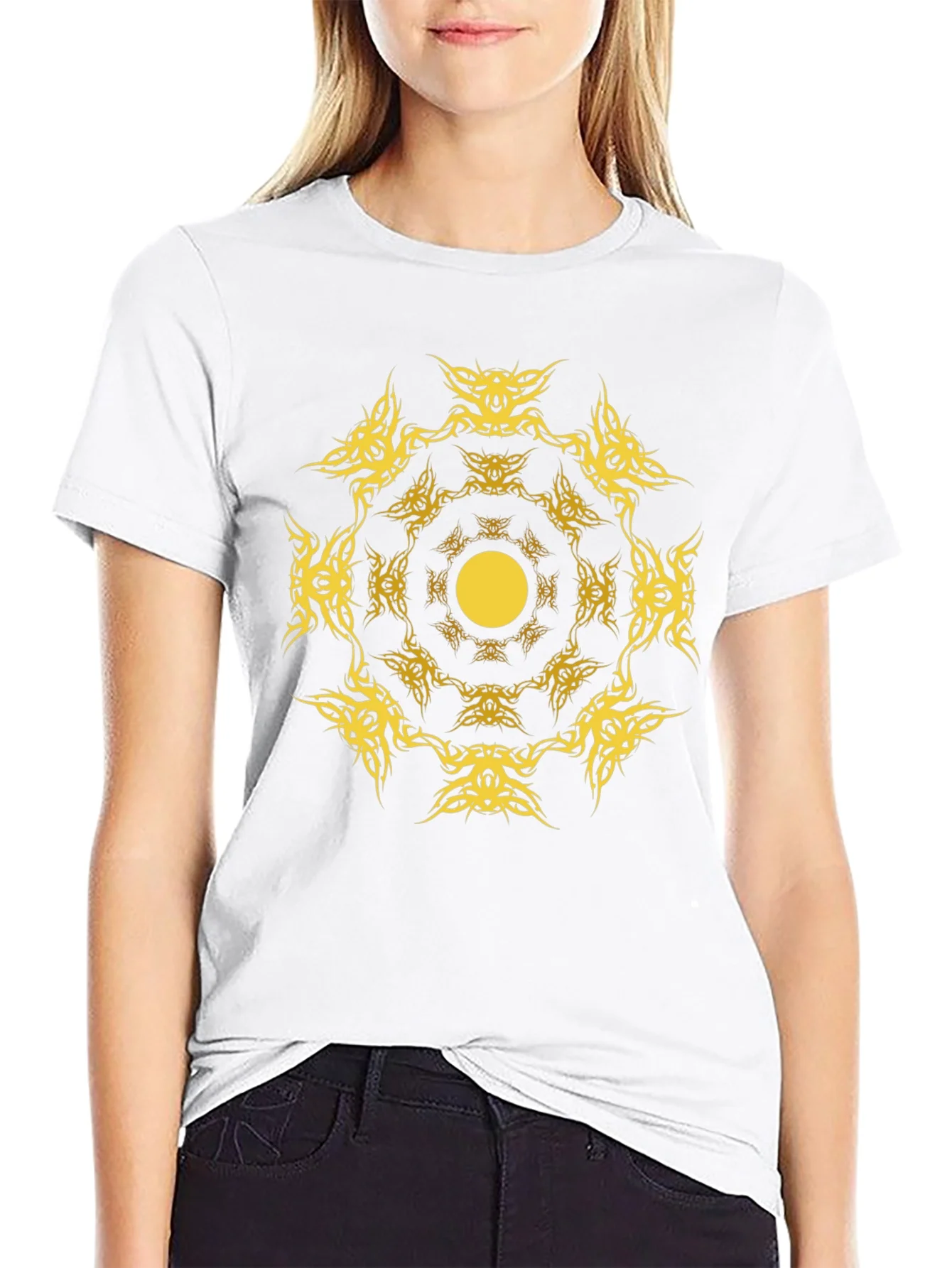 Rebbecca Tribal Sun Graphic Black T-Shirt