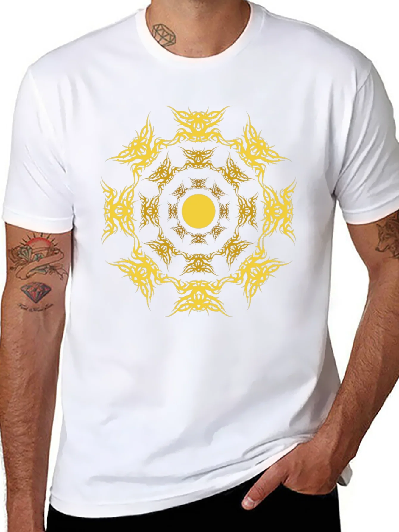 Rebbecca Tribal Sun Graphic Black T-Shirt