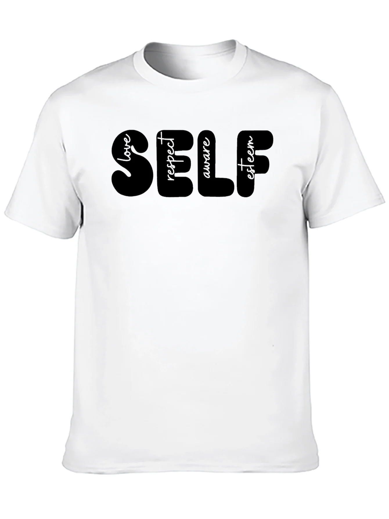 Camiseta Negra SELF: Amor Respeto Conciencia Estima
