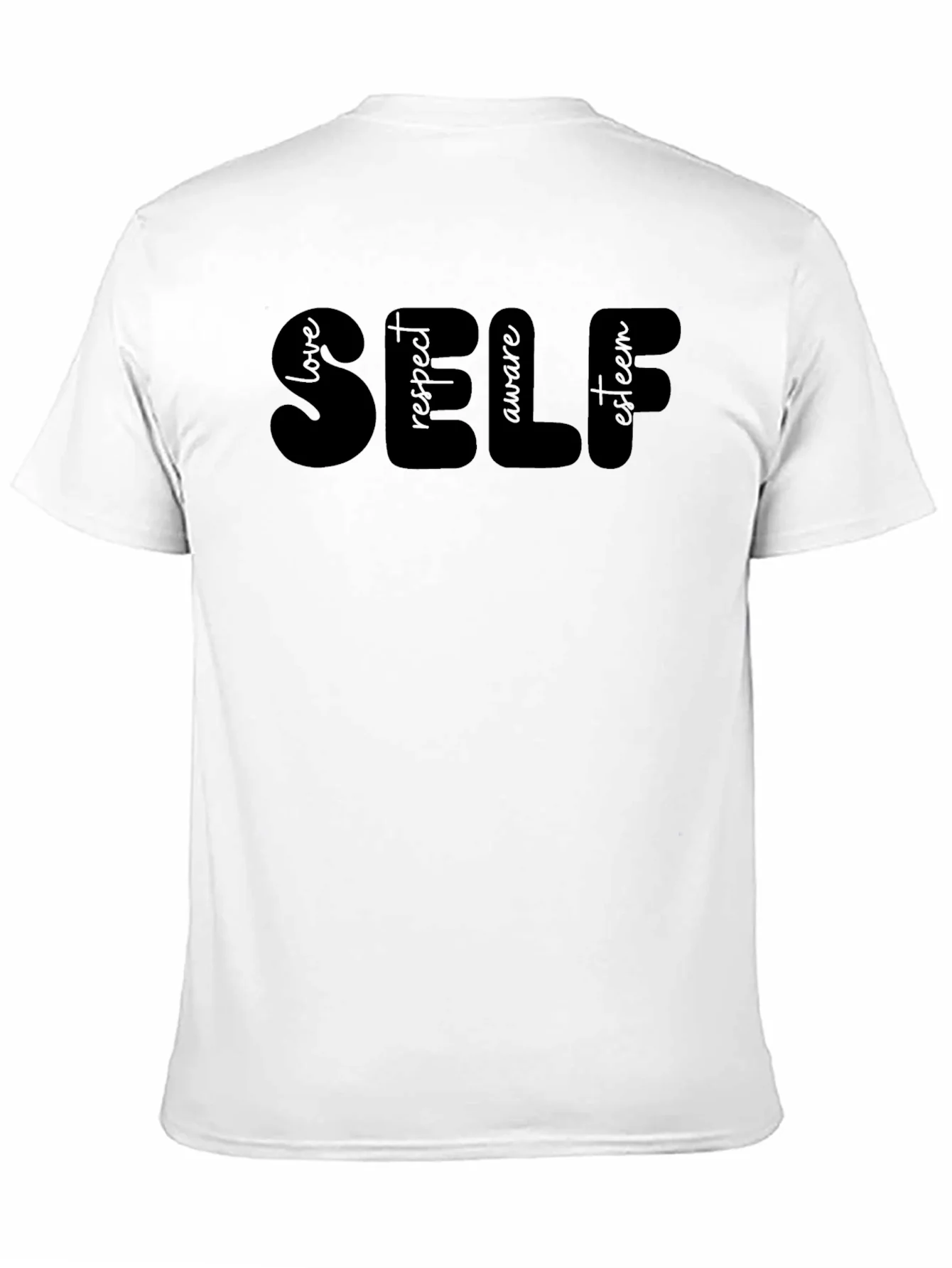 Camiseta Negra SELF: Amor Respeto Conciencia Estima