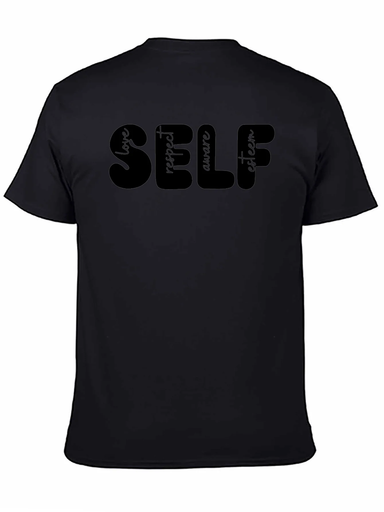 Camiseta Negra SELF: Amor Respeto Conciencia Estima