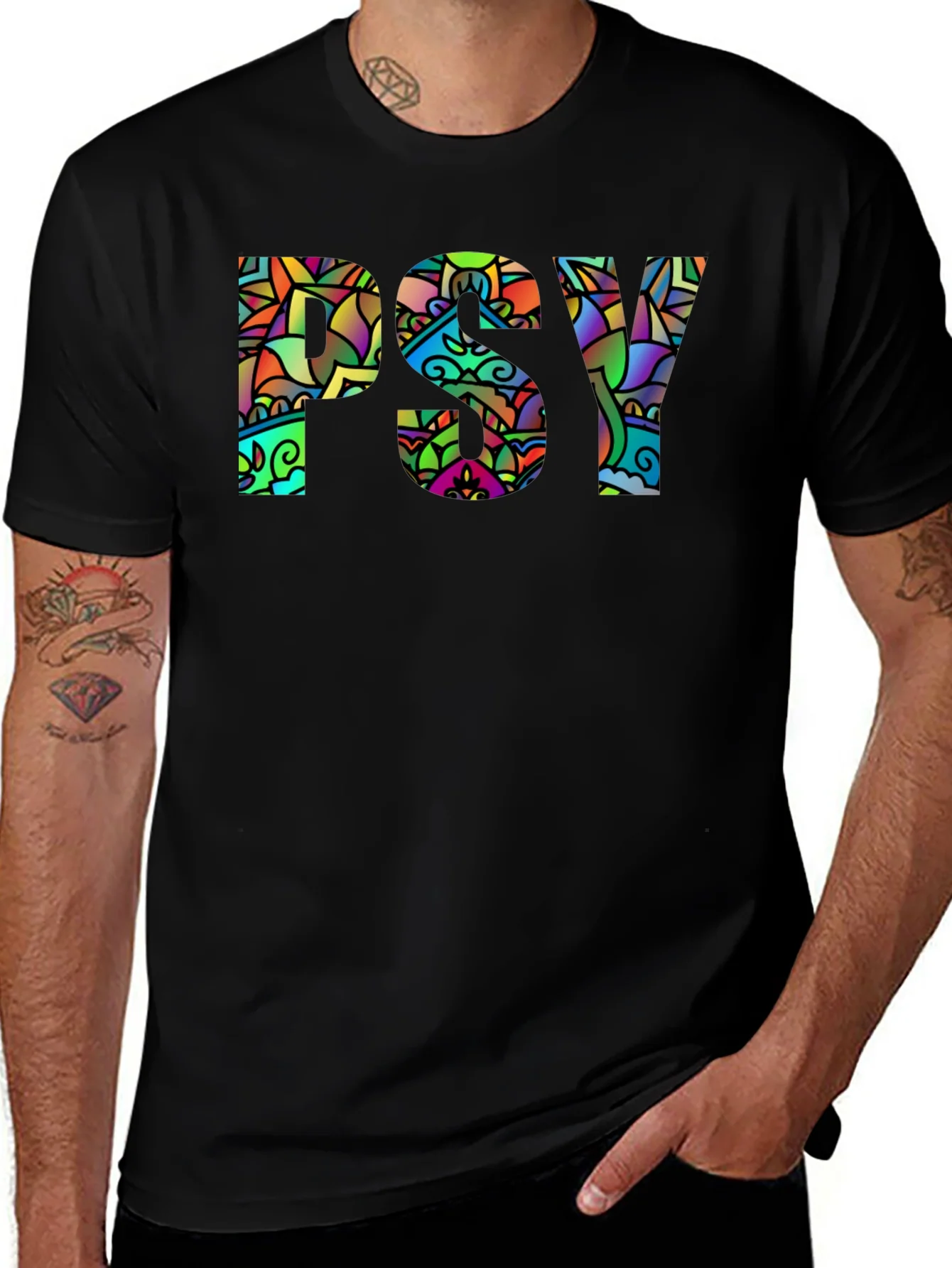 Rebbecca Psychedelic PSY Graphic Black T-Shirt