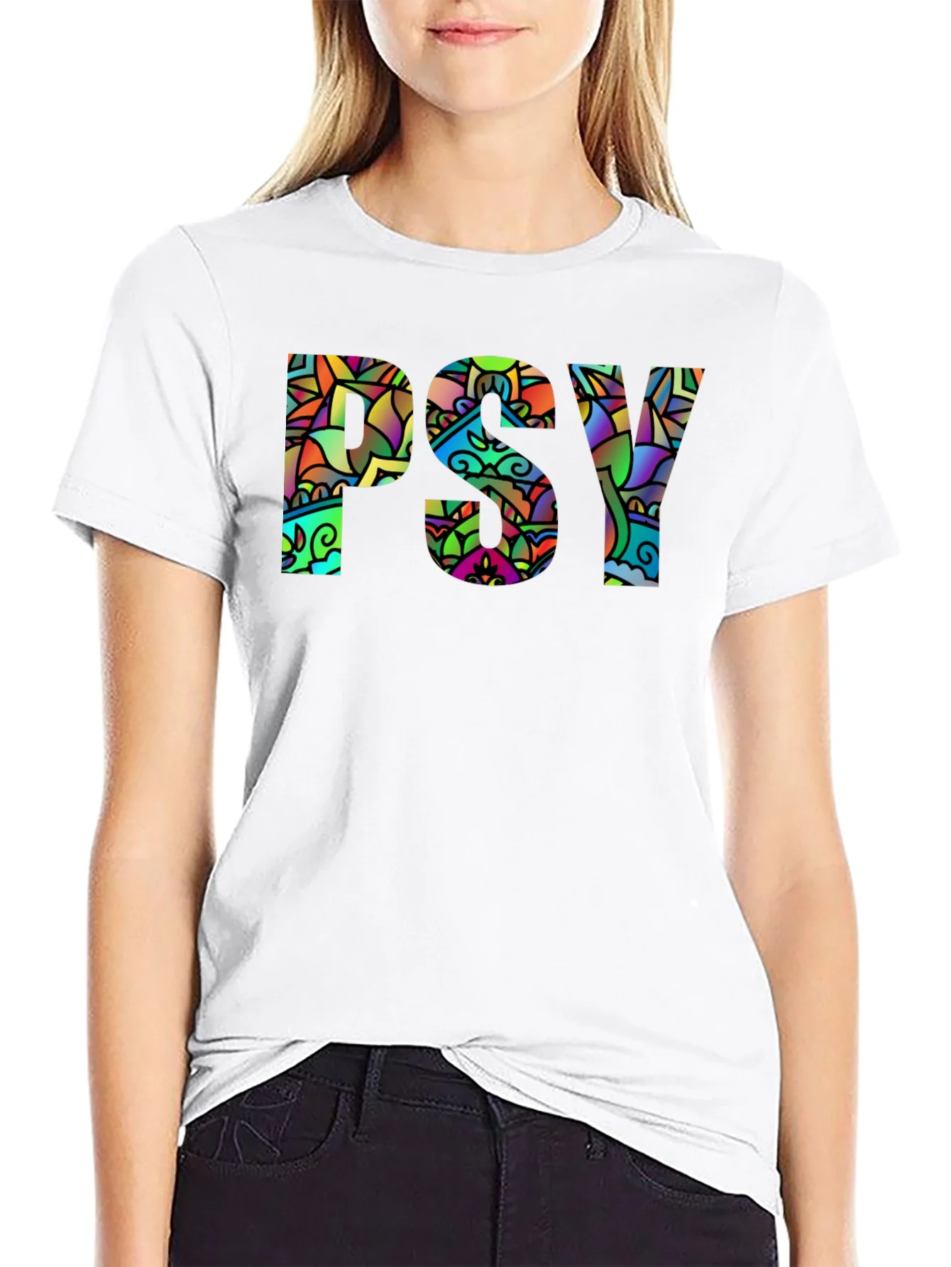 Rebbecca Psychedelic PSY Graphic Black T-Shirt