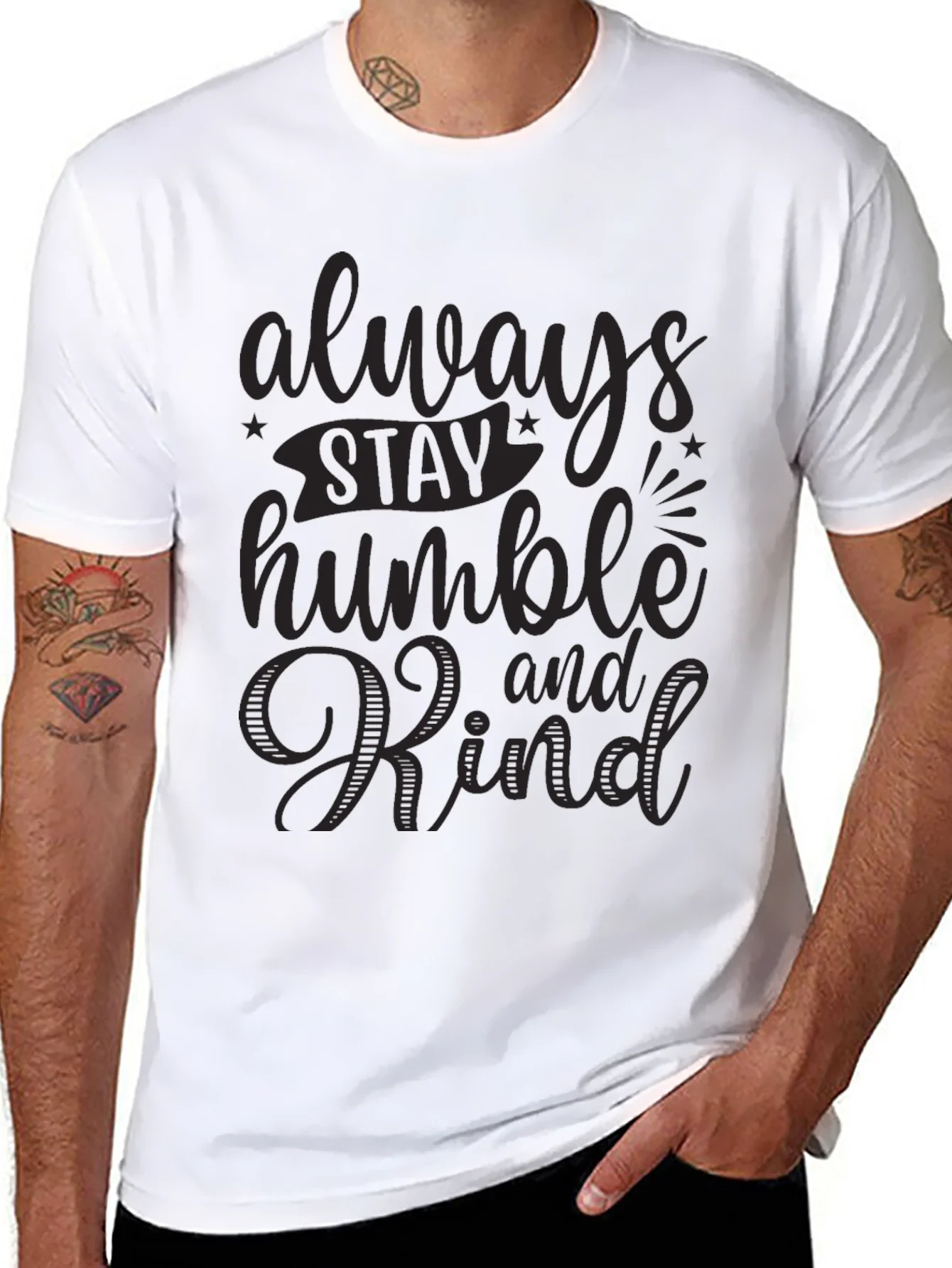 Rebbecca Always Stay Humble and Kind Black Graphic Tee