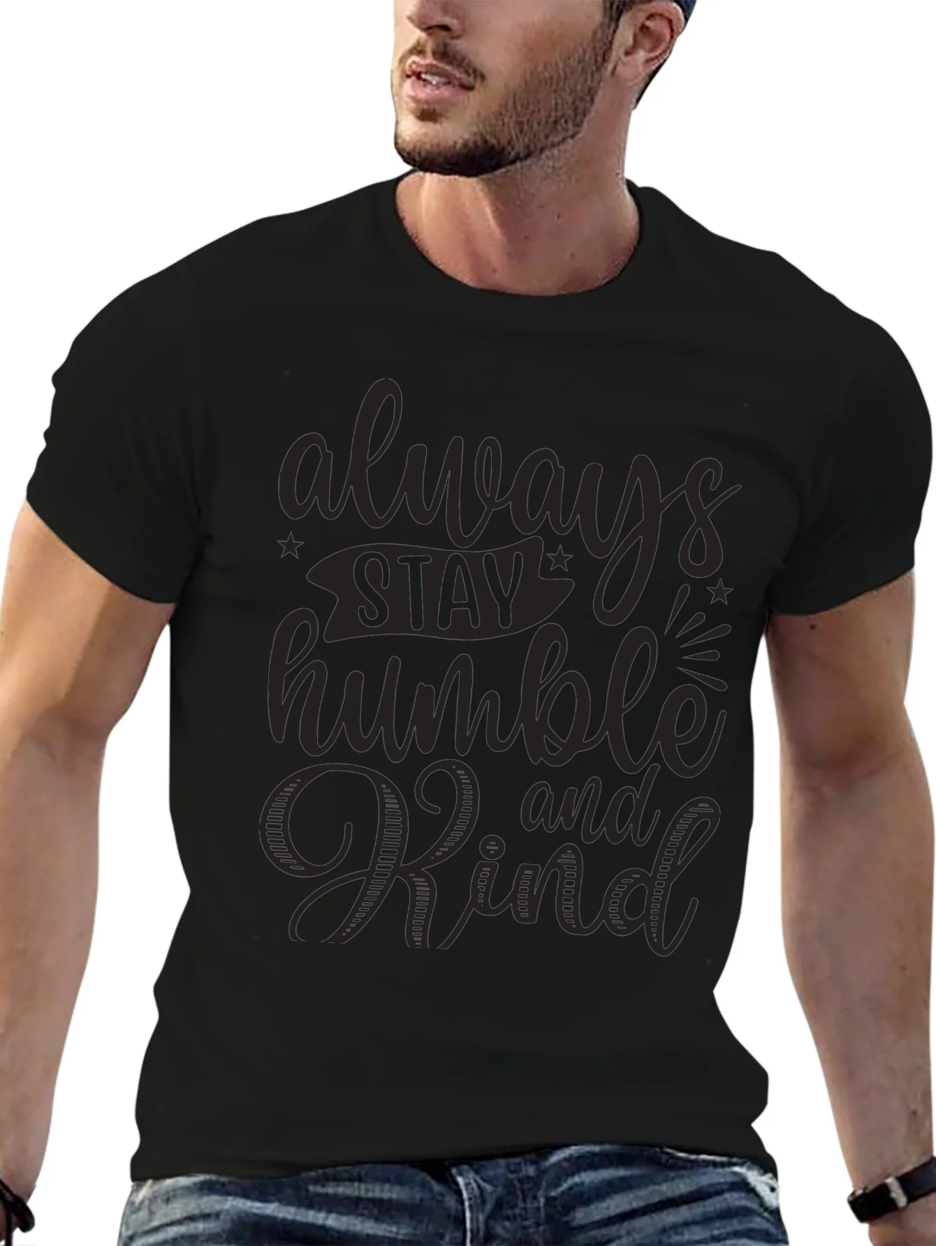 Rebbecca Always Stay Humble and Kind Black Graphic Tee