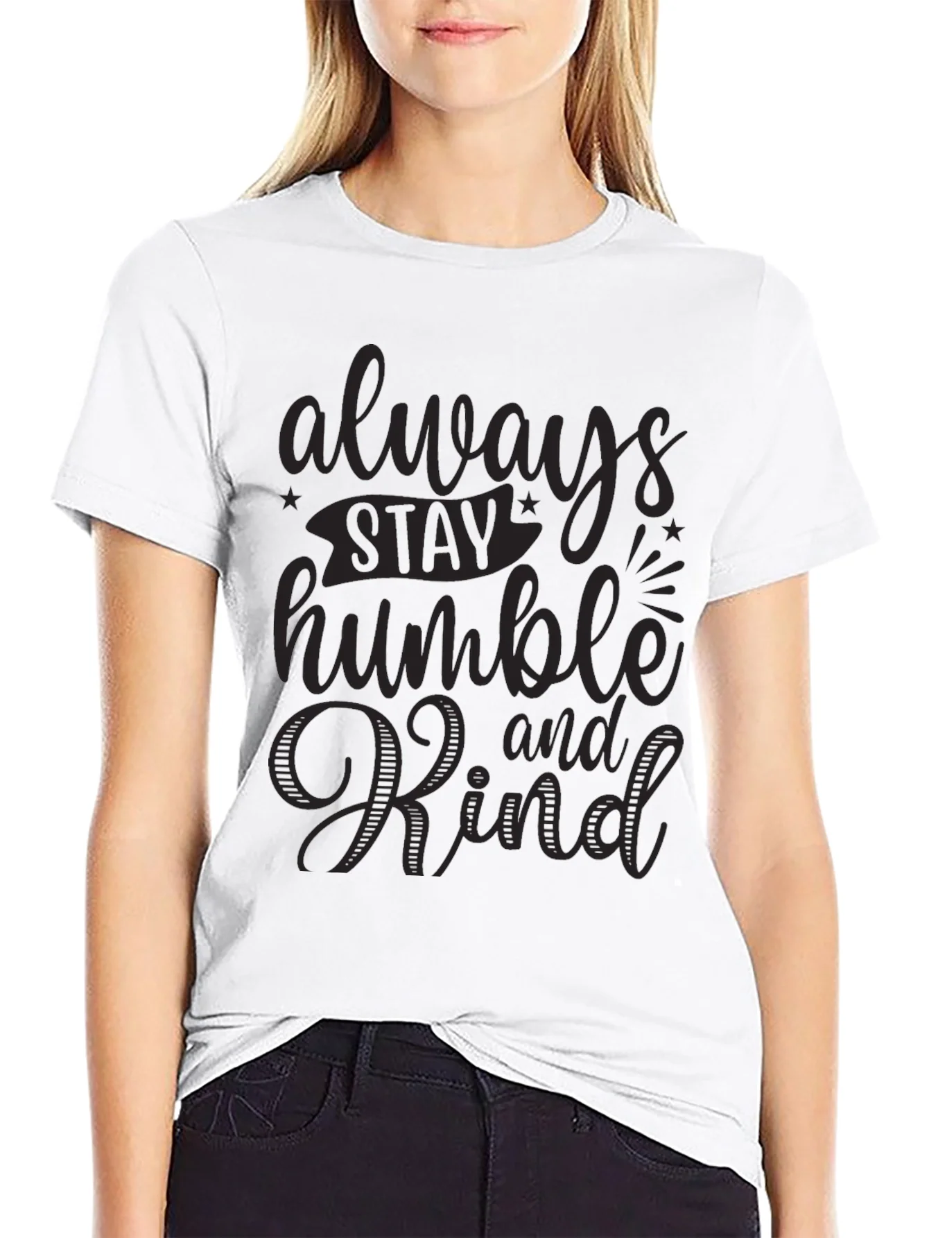 Rebbecca Always Stay Humble and Kind Black Graphic Tee