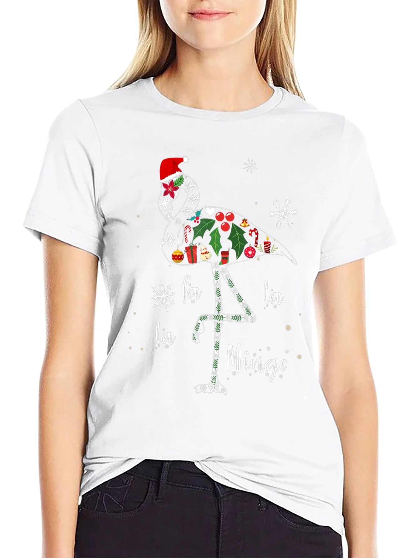 Rebbecca Festive Flamingo Christmas T-Shirt