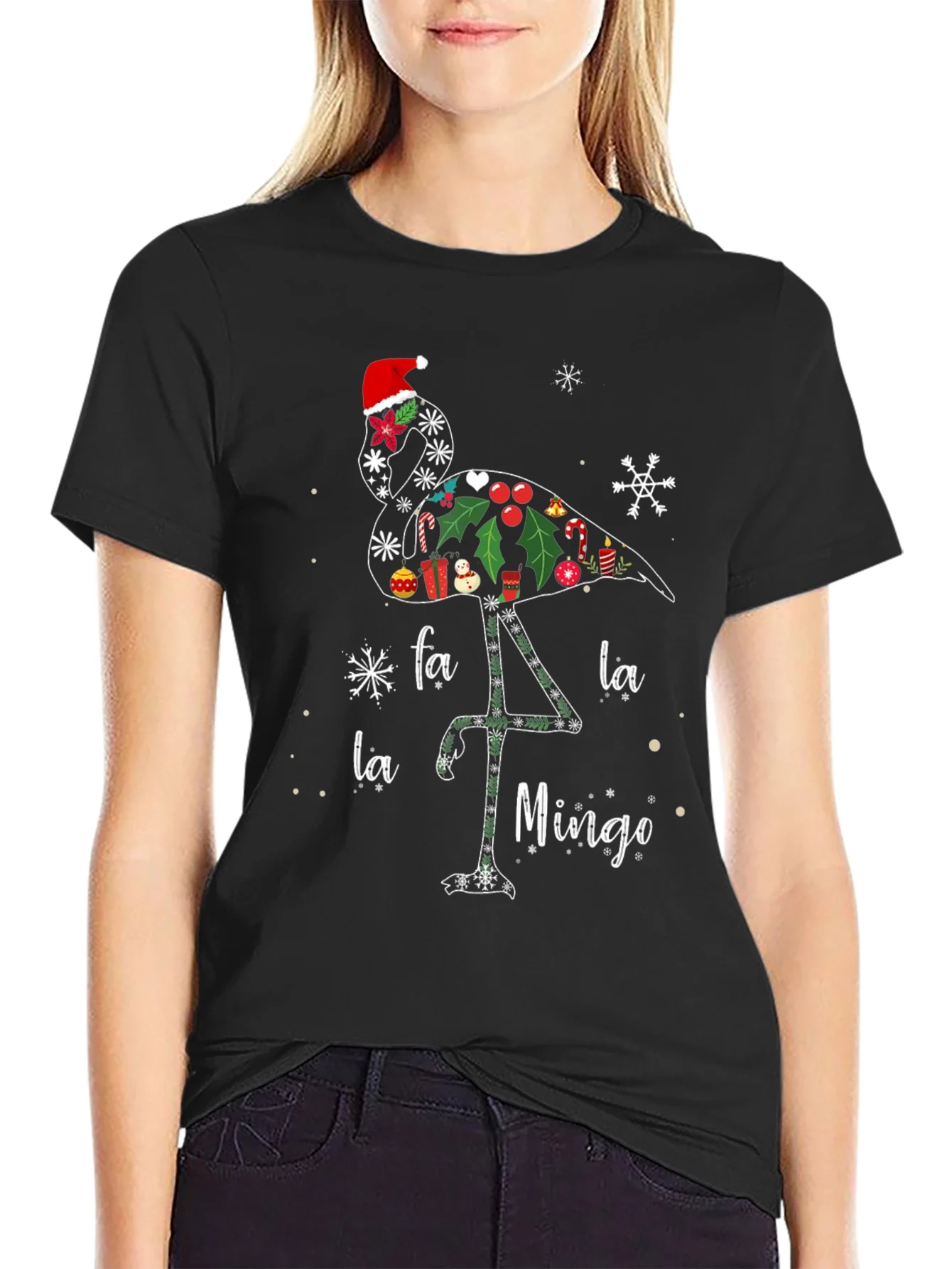 Rebbecca Festive Flamingo Christmas T-Shirt