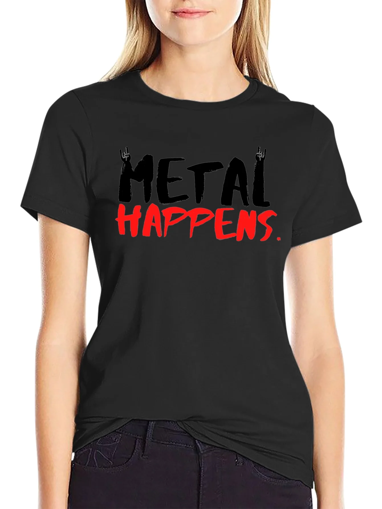 Camiseta Negra Metal Happens Rockera