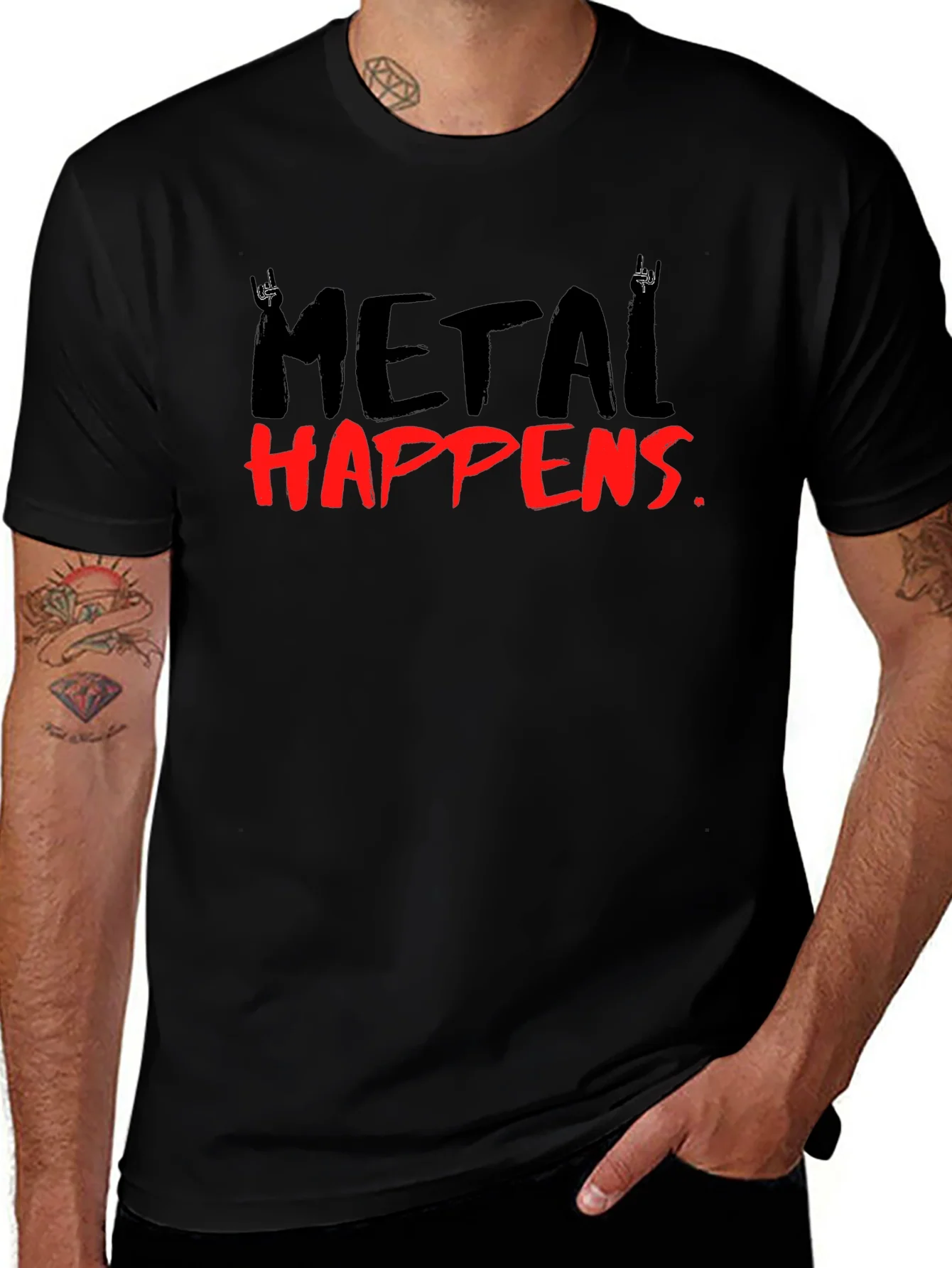 Camiseta Negra Metal Happens Rockera
