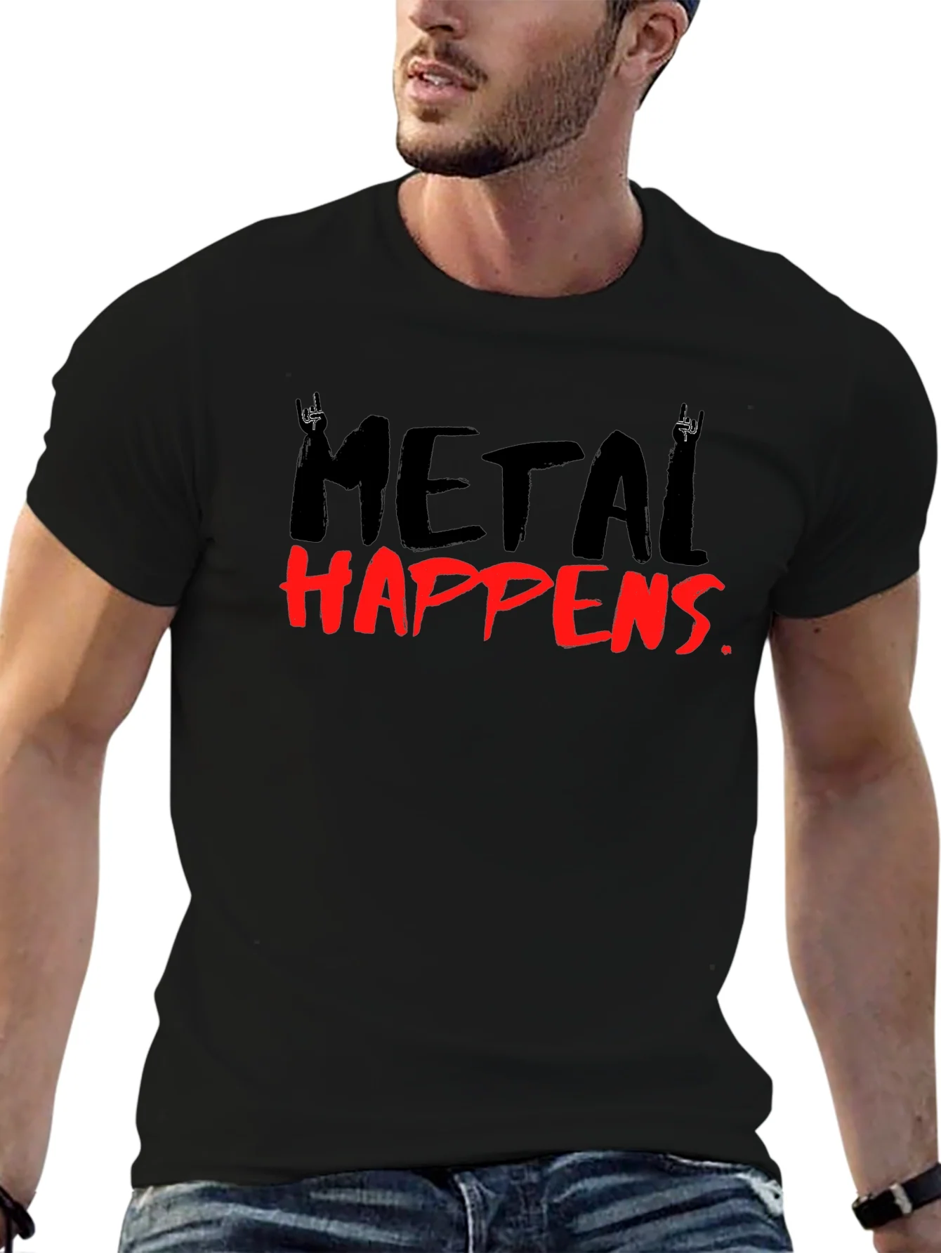 Camiseta Negra Metal Happens Rockera