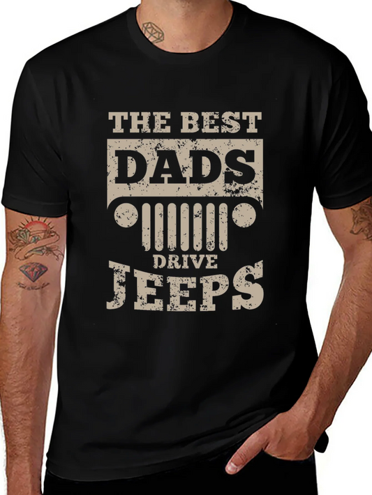 Camiseta Negra The Best Dads Drive Jeeps