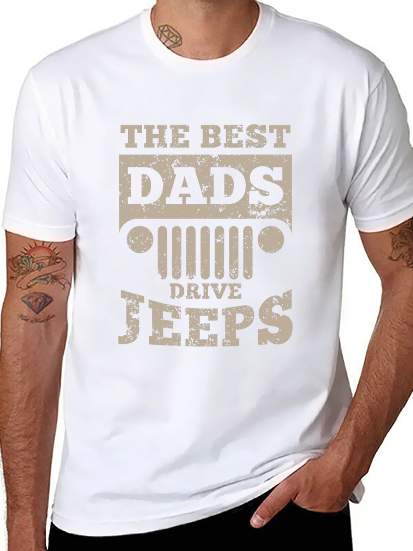 Camiseta Negra The Best Dads Drive Jeeps