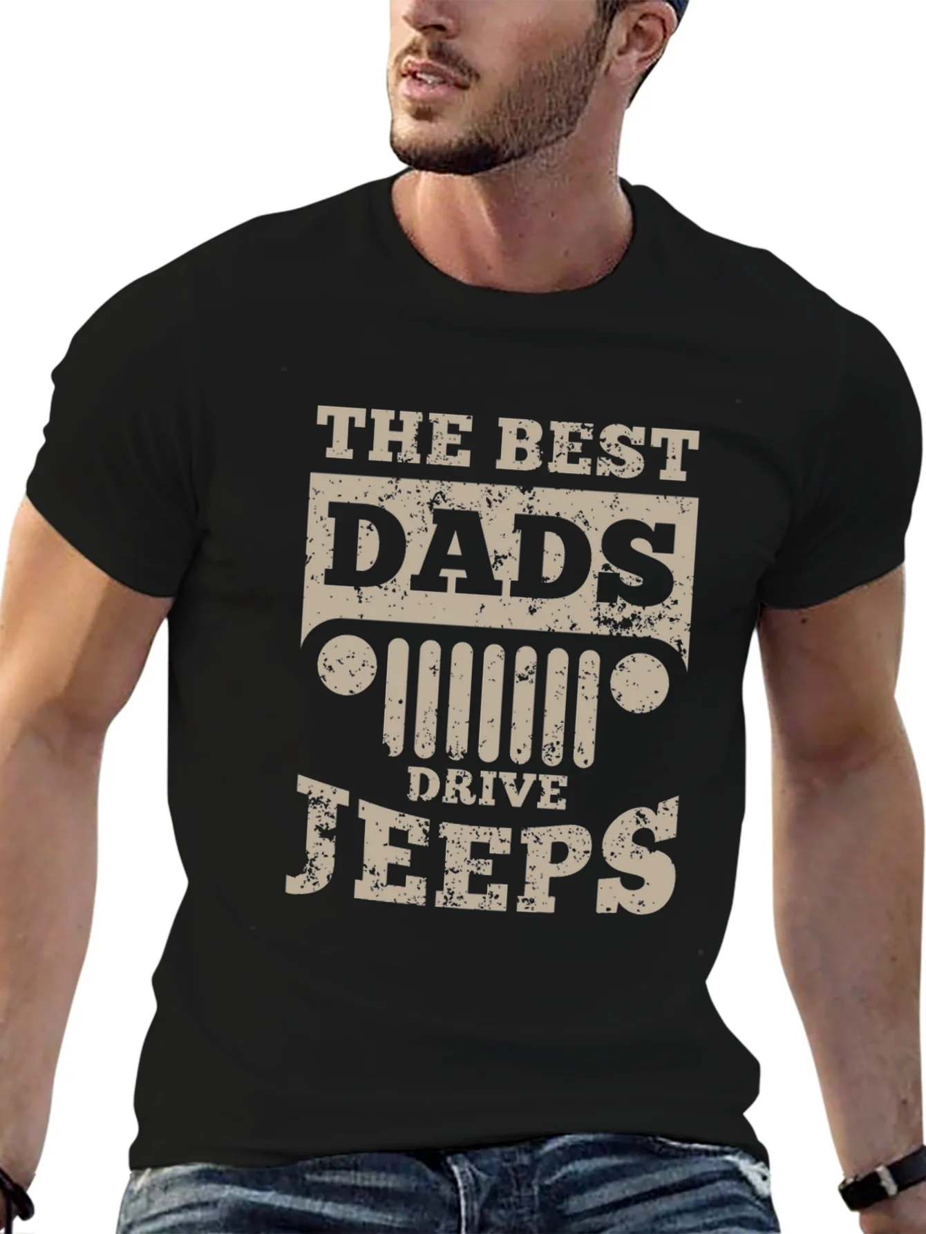 Camiseta Negra The Best Dads Drive Jeeps