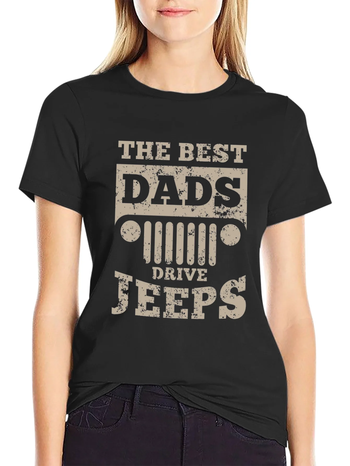 Camiseta Negra The Best Dads Drive Jeeps