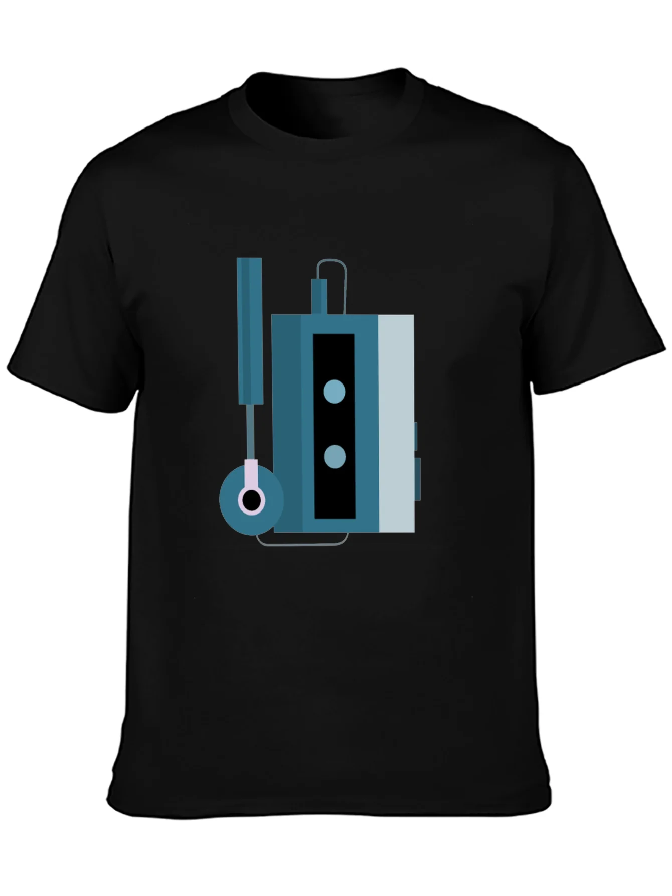 Camiseta Negra con Dise?o de Walkman Retro
