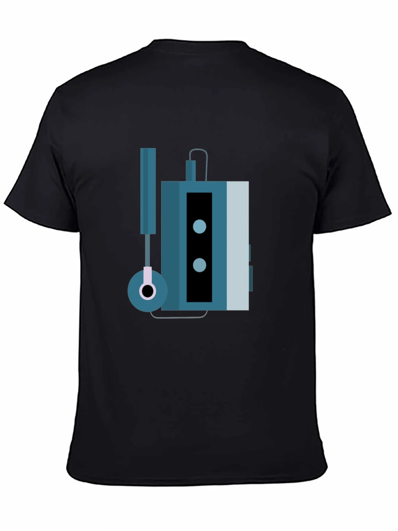 Camiseta Negra con Dise?o de Walkman Retro