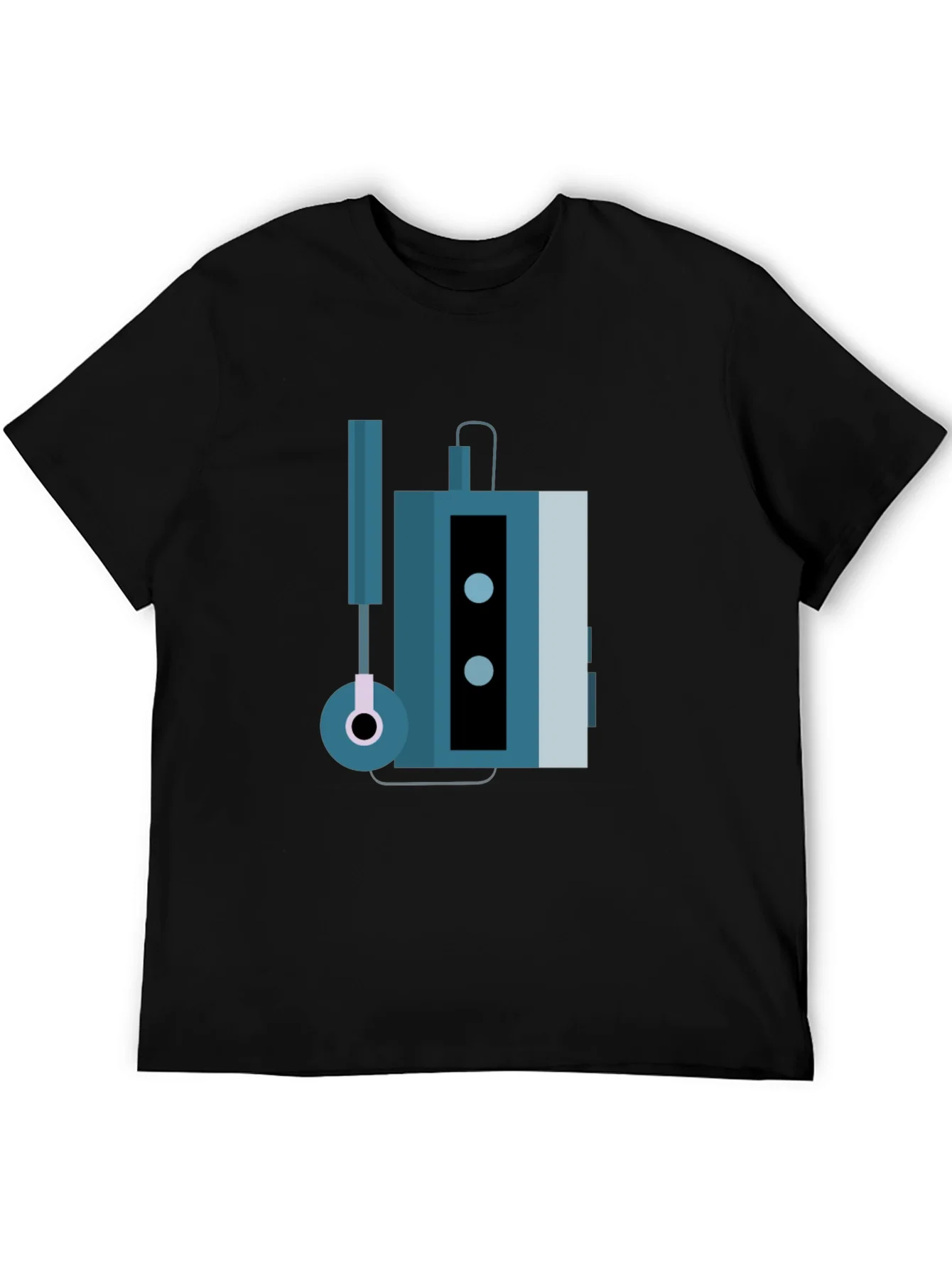 Camiseta Negra con Dise?o de Walkman Retro