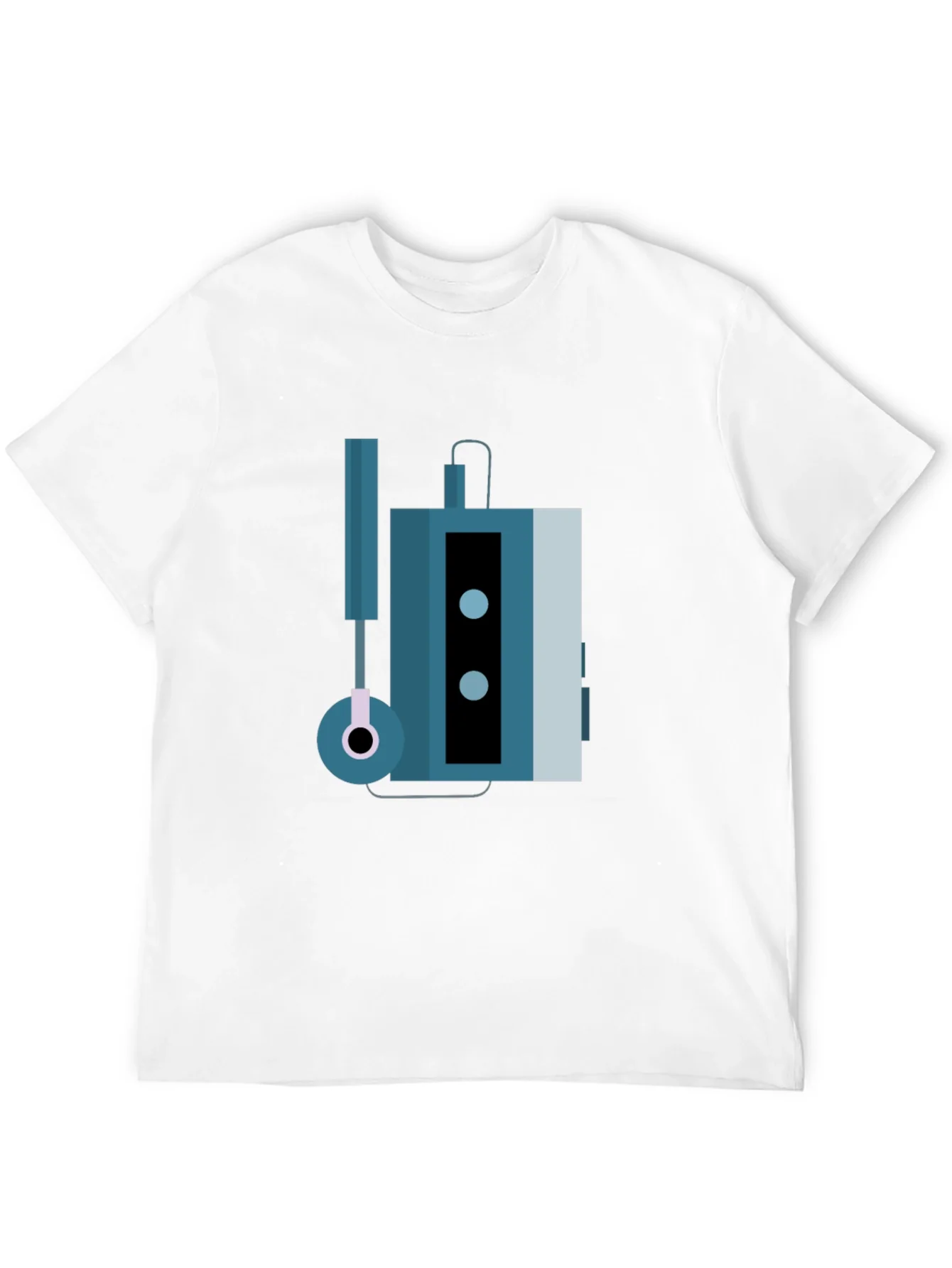 Camiseta Negra con Dise?o de Walkman Retro