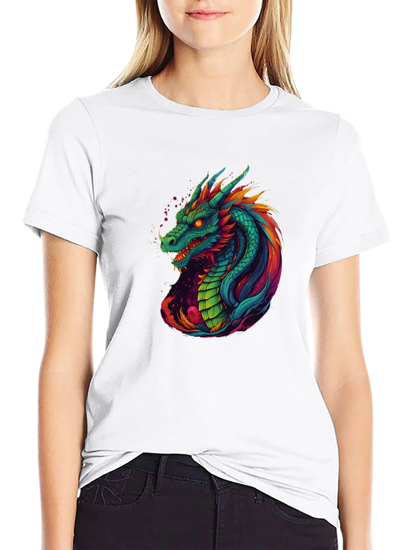 Rebbecca Vibrant Dragon Graphic Tee - Cool Mens T-Shirt