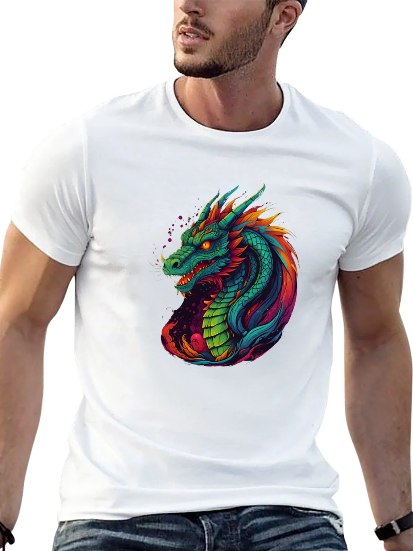 Rebbecca Vibrant Dragon Graphic Tee - Cool Mens T-Shirt