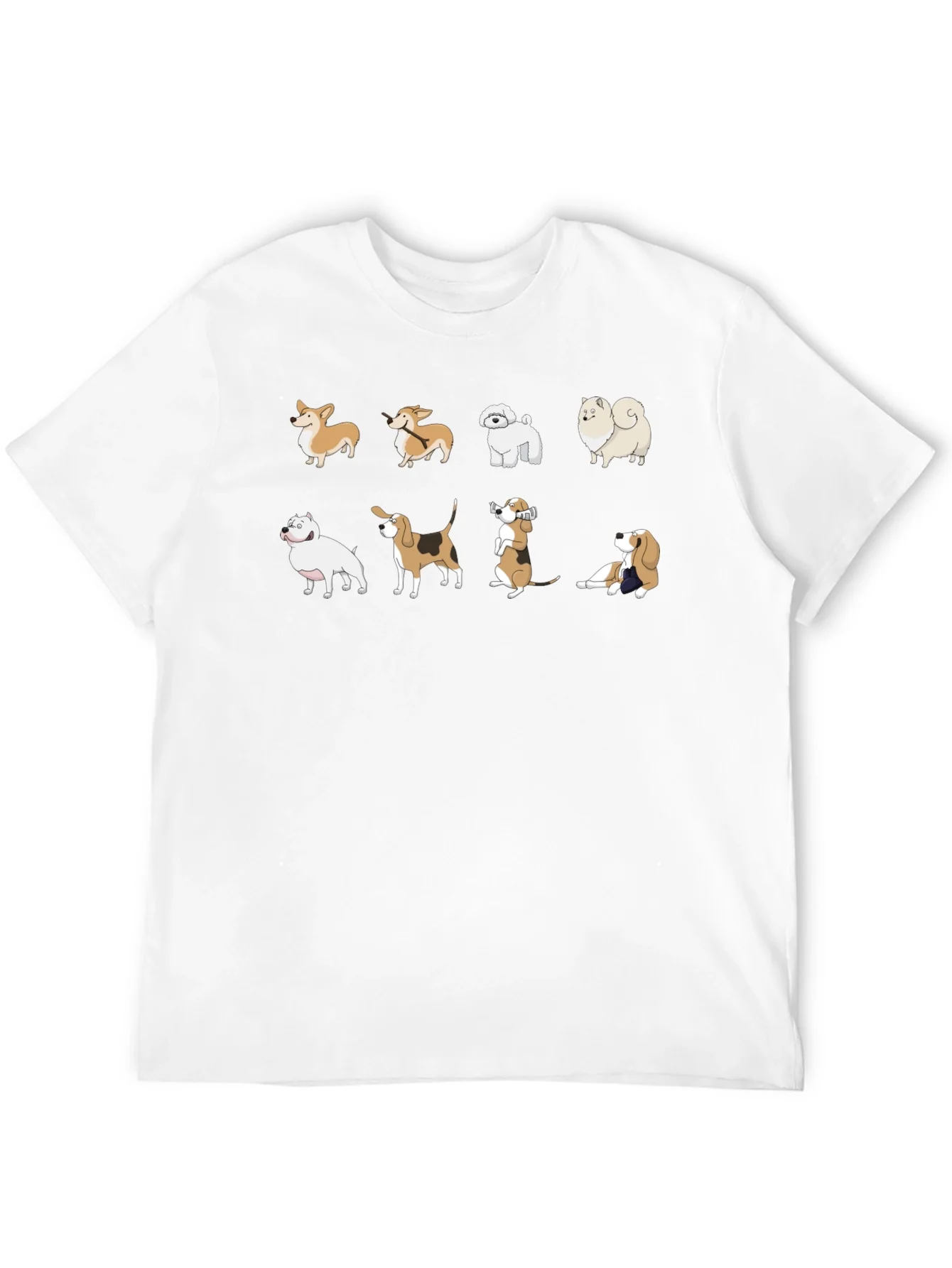 Camiseta Negra con Estampado de Perros de Raza