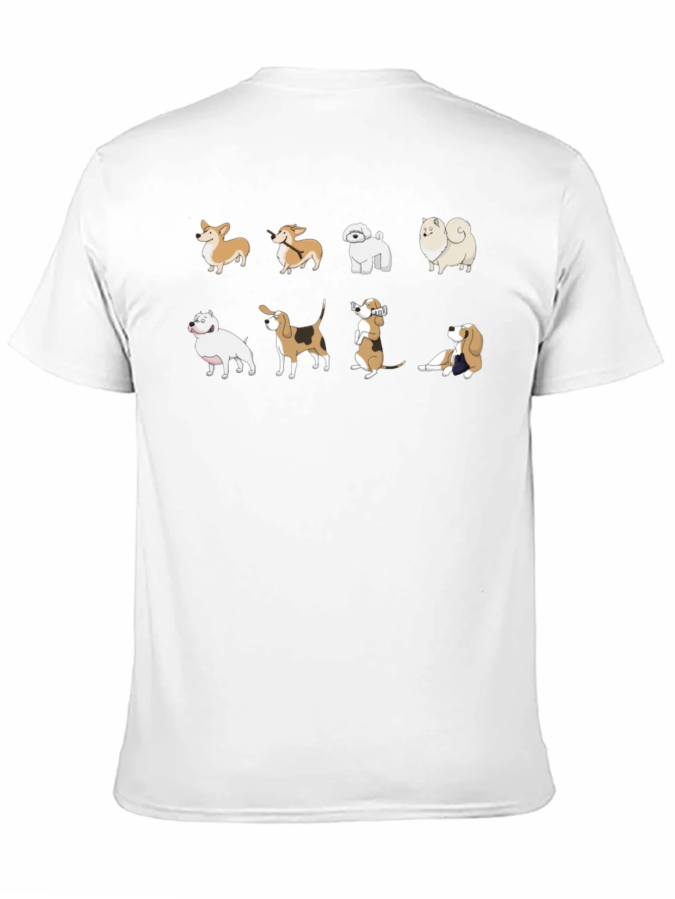 Camiseta Negra con Estampado de Perros de Raza