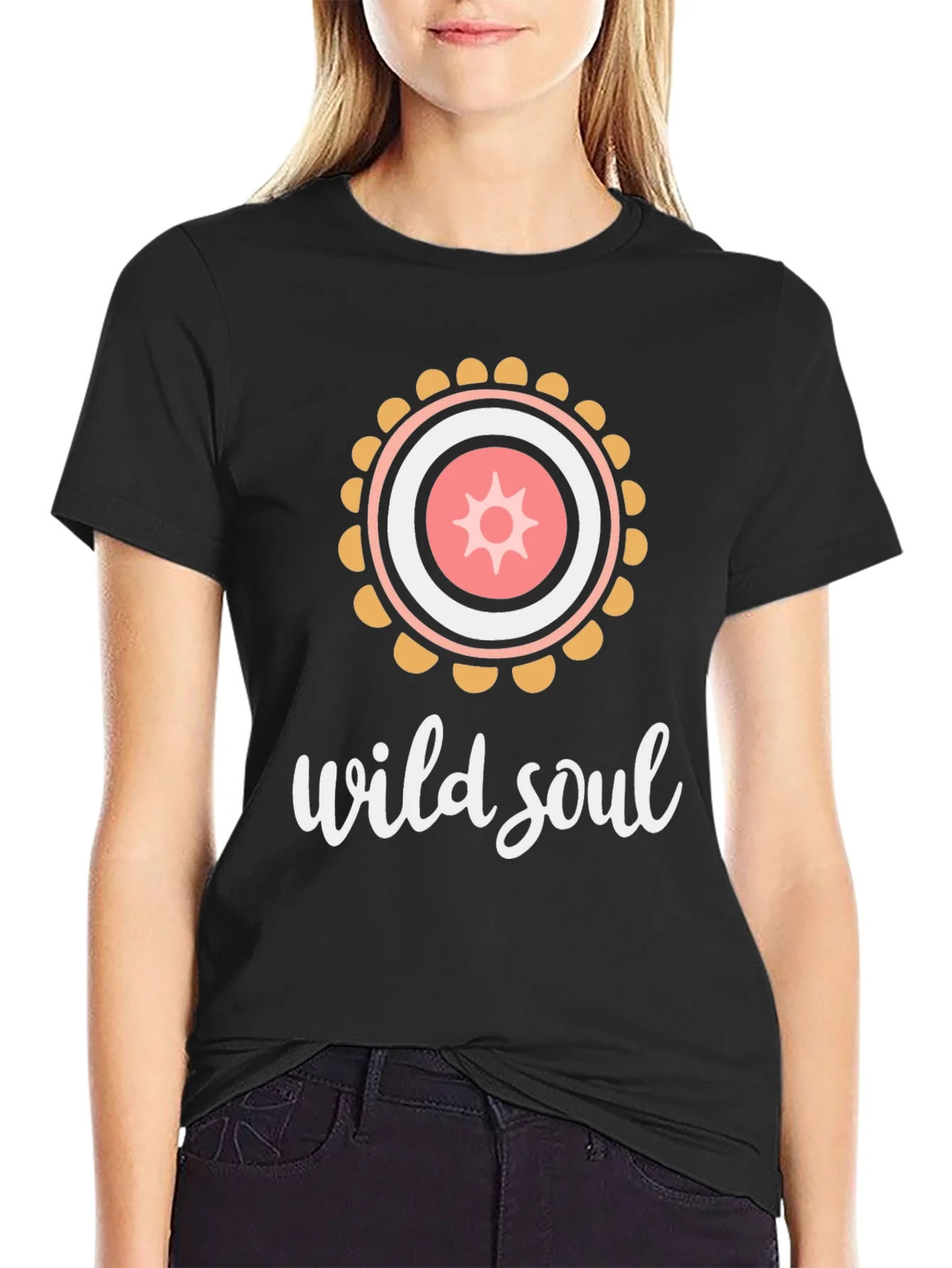 Camiseta Negra Alma Salvaje Dise?o Mandala