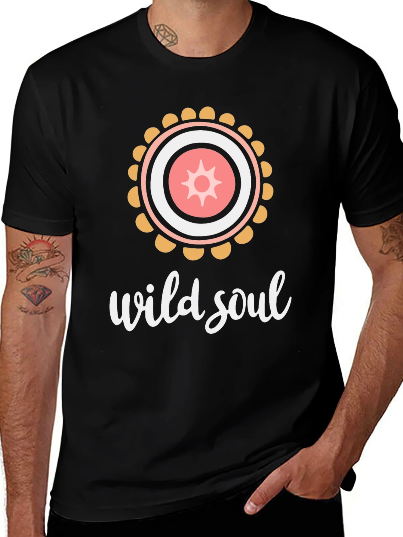 Camiseta Negra Alma Salvaje Dise?o Mandala
