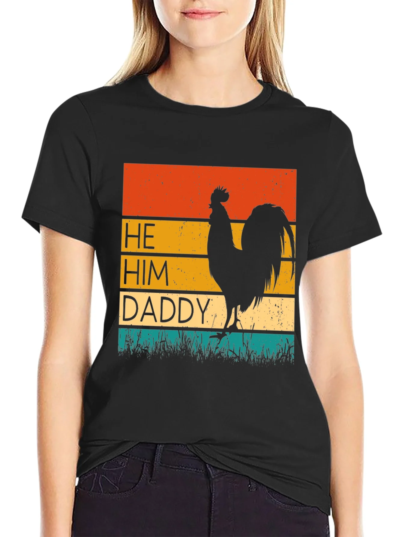 Rebbecca He Him Daddy Rooster Graphic Tee - Black