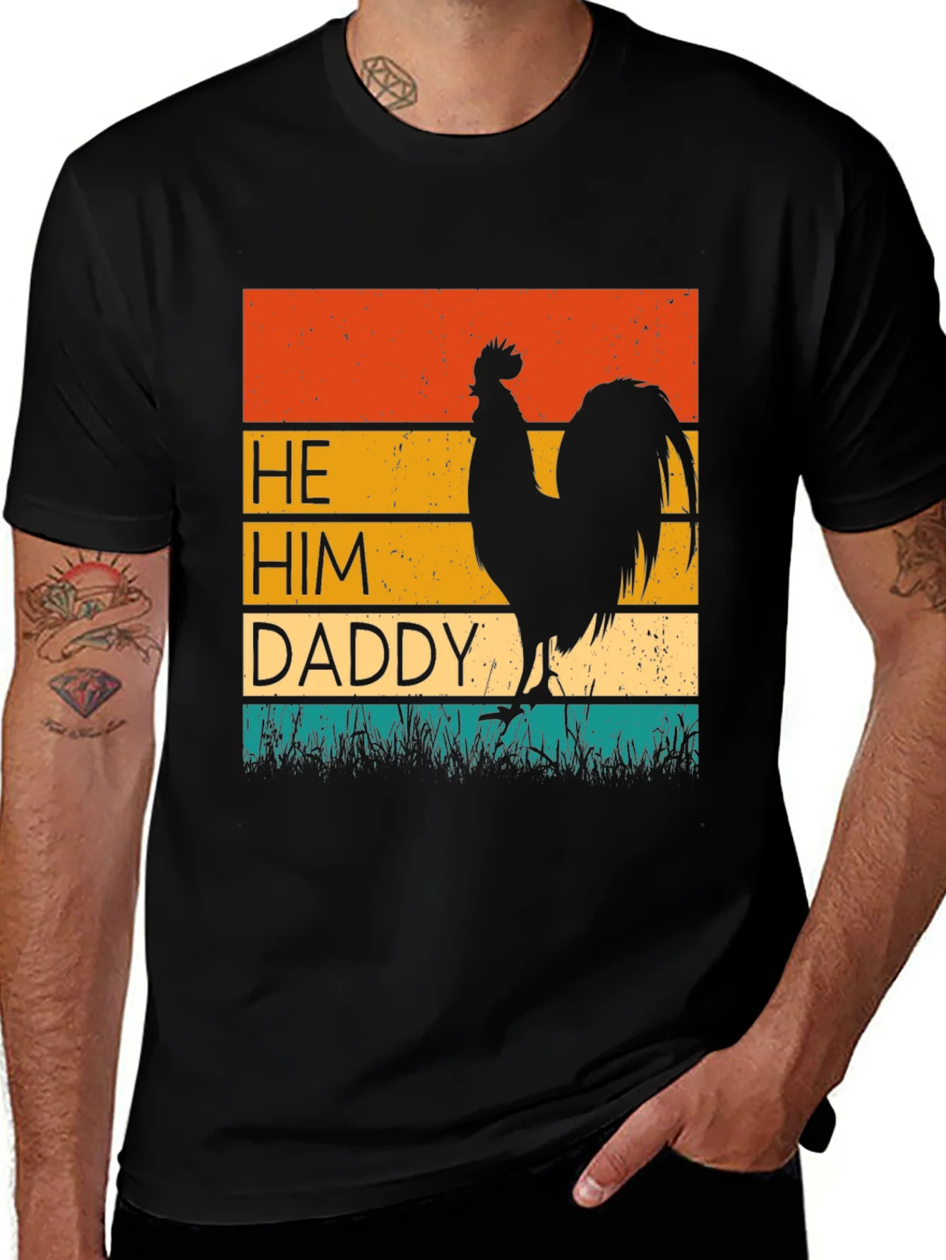 Rebbecca He Him Daddy Rooster Graphic Tee - Black