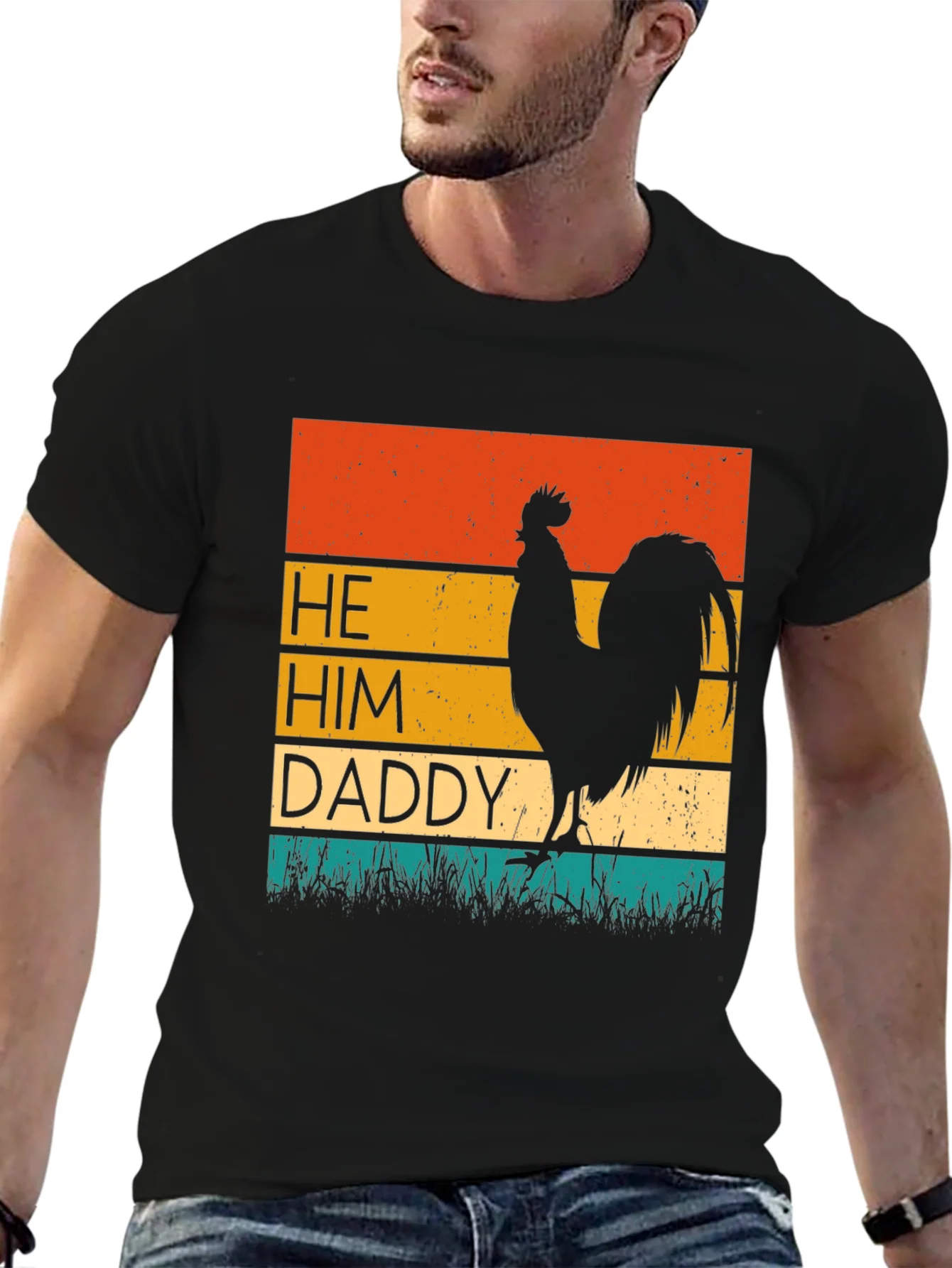 Rebbecca He Him Daddy Rooster Graphic Tee - Black