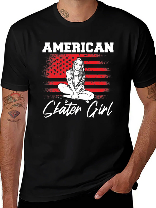 Camiseta Negra American Skater Girl Unisex