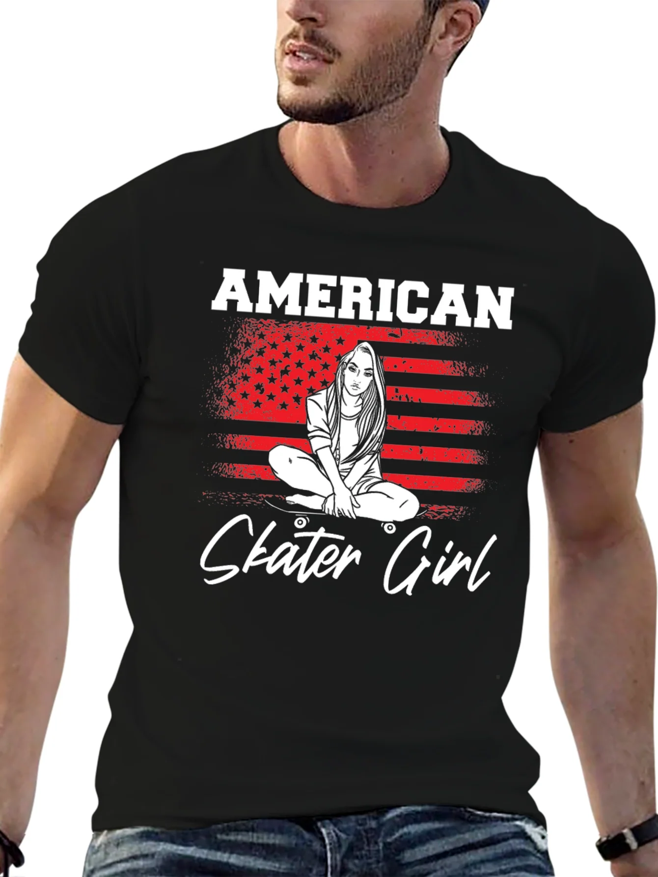 Camiseta Negra American Skater Girl Unisex