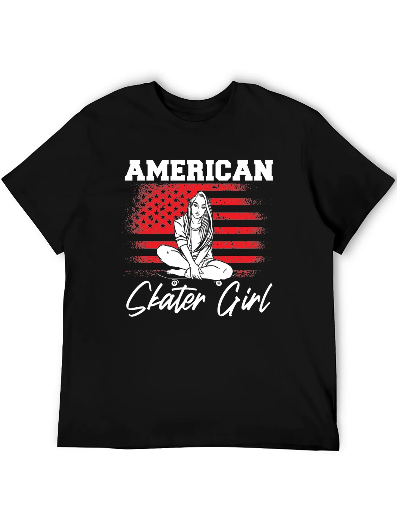 Camiseta Negra American Skater Girl Unisex