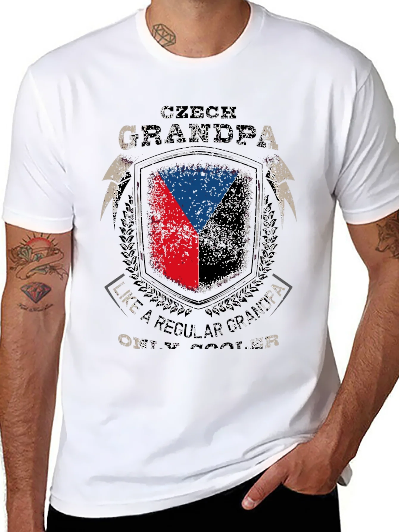 Rebbecca Czech GrandPa T-Shirt - Flag Shield Design