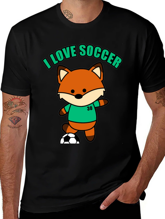 Camiseta Negra I Love Soccer con Zorro Jugador