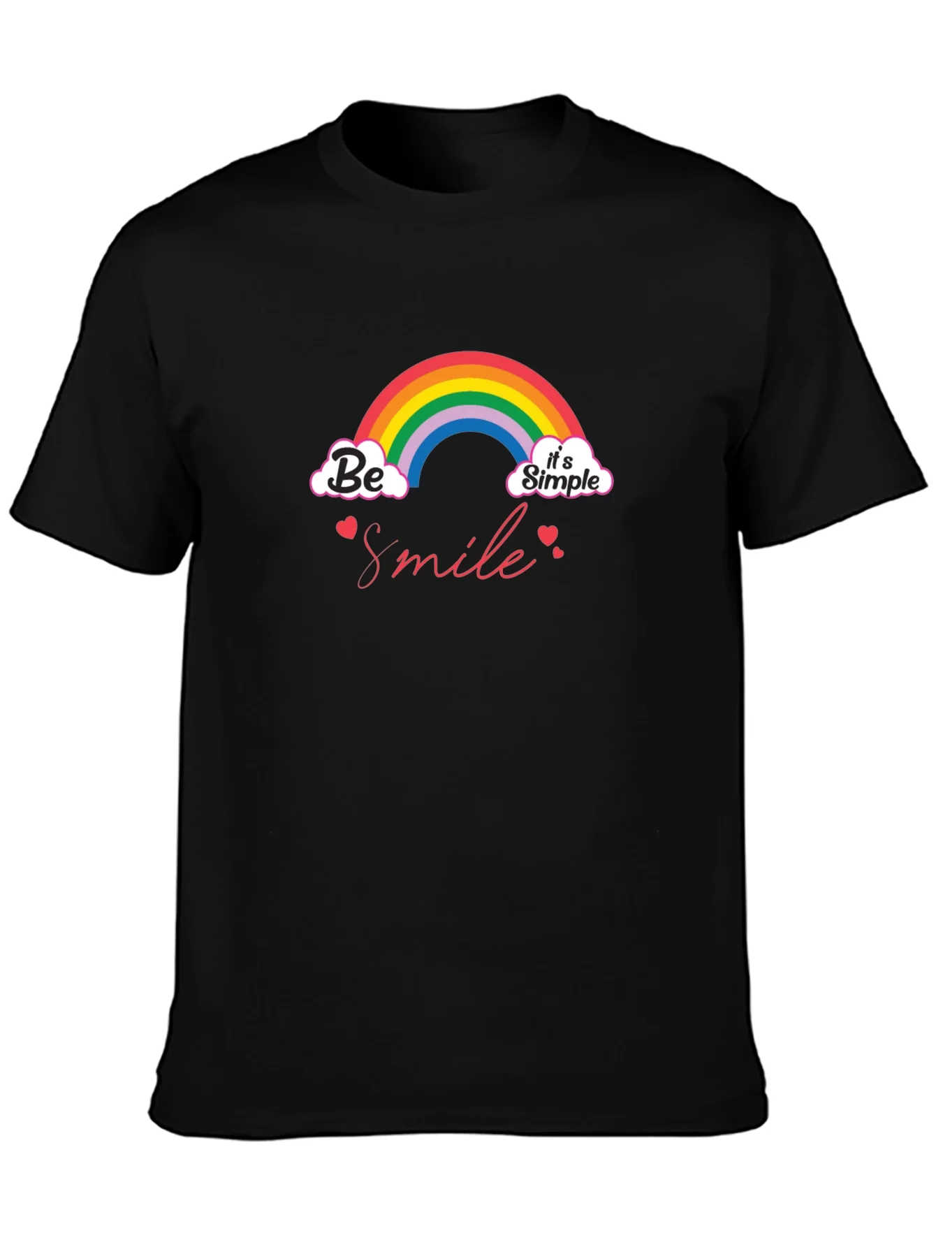Camiseta Negra Be Smile Its Simple con Arco¨ªris