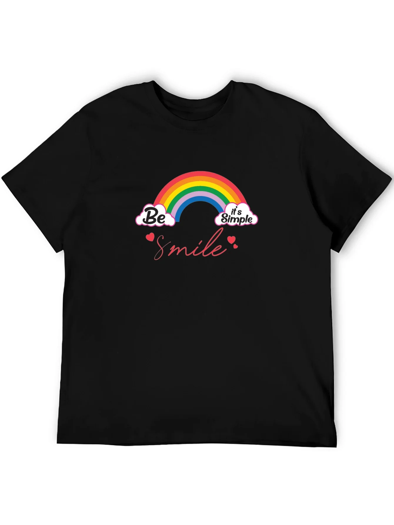 Camiseta Negra Be Smile Its Simple con Arco¨ªris