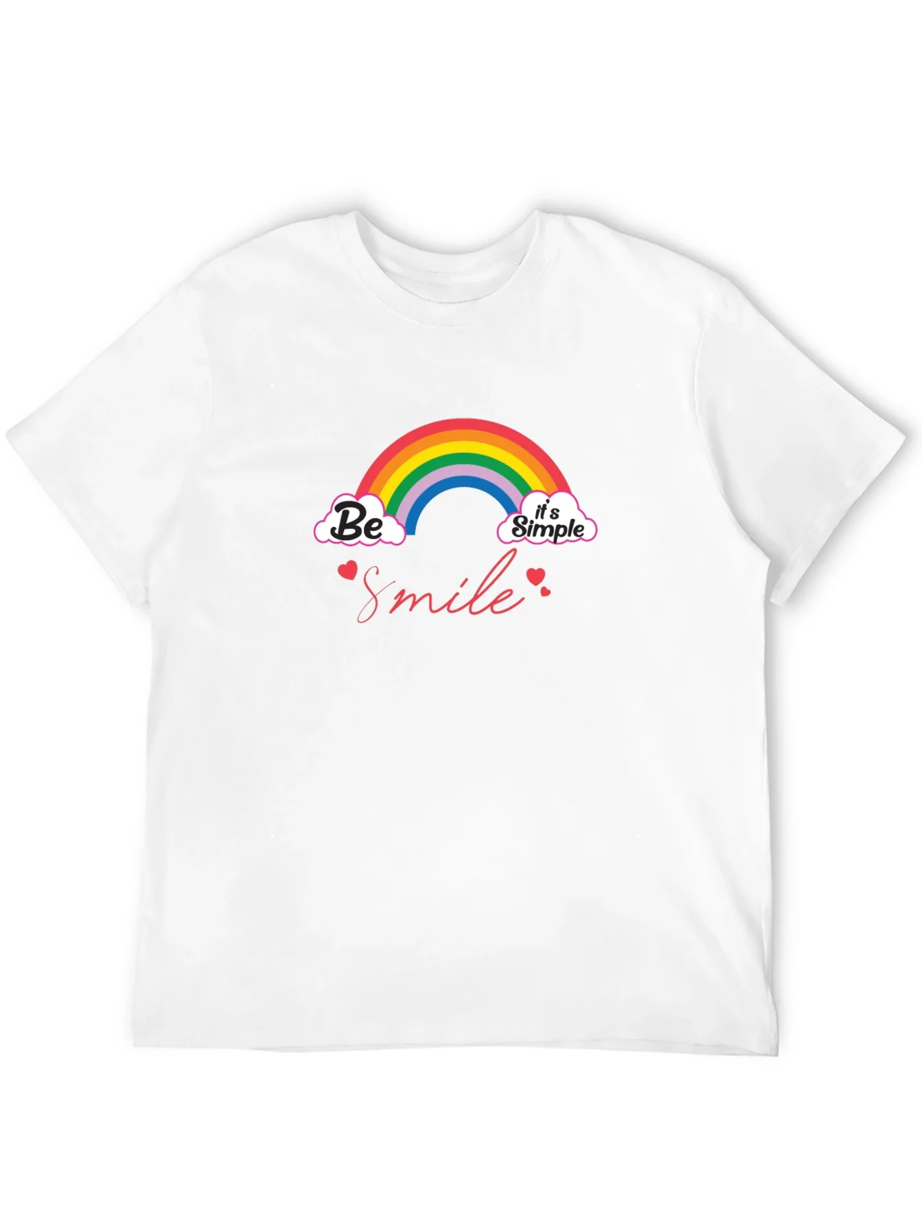 Camiseta Negra Be Smile Its Simple con Arco¨ªris