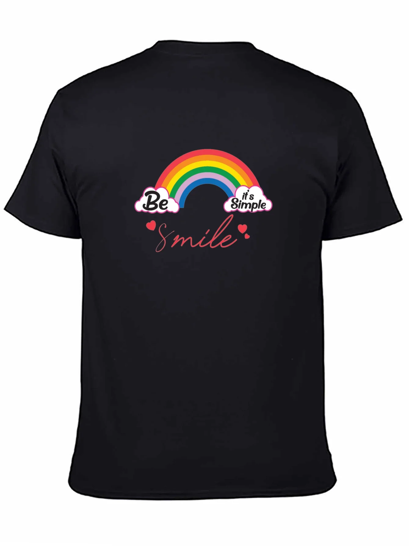 Camiseta Negra Be Smile Its Simple con Arco¨ªris