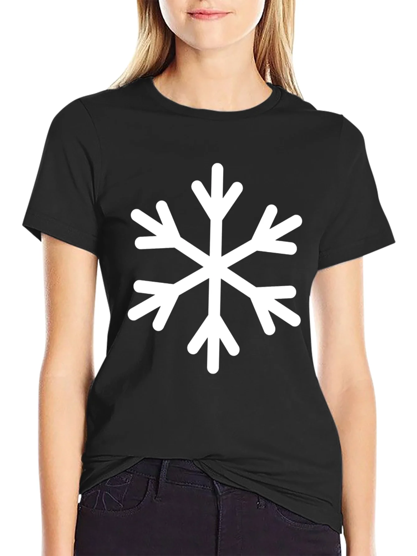 Camiseta Negra Copo de Nieve Invierno