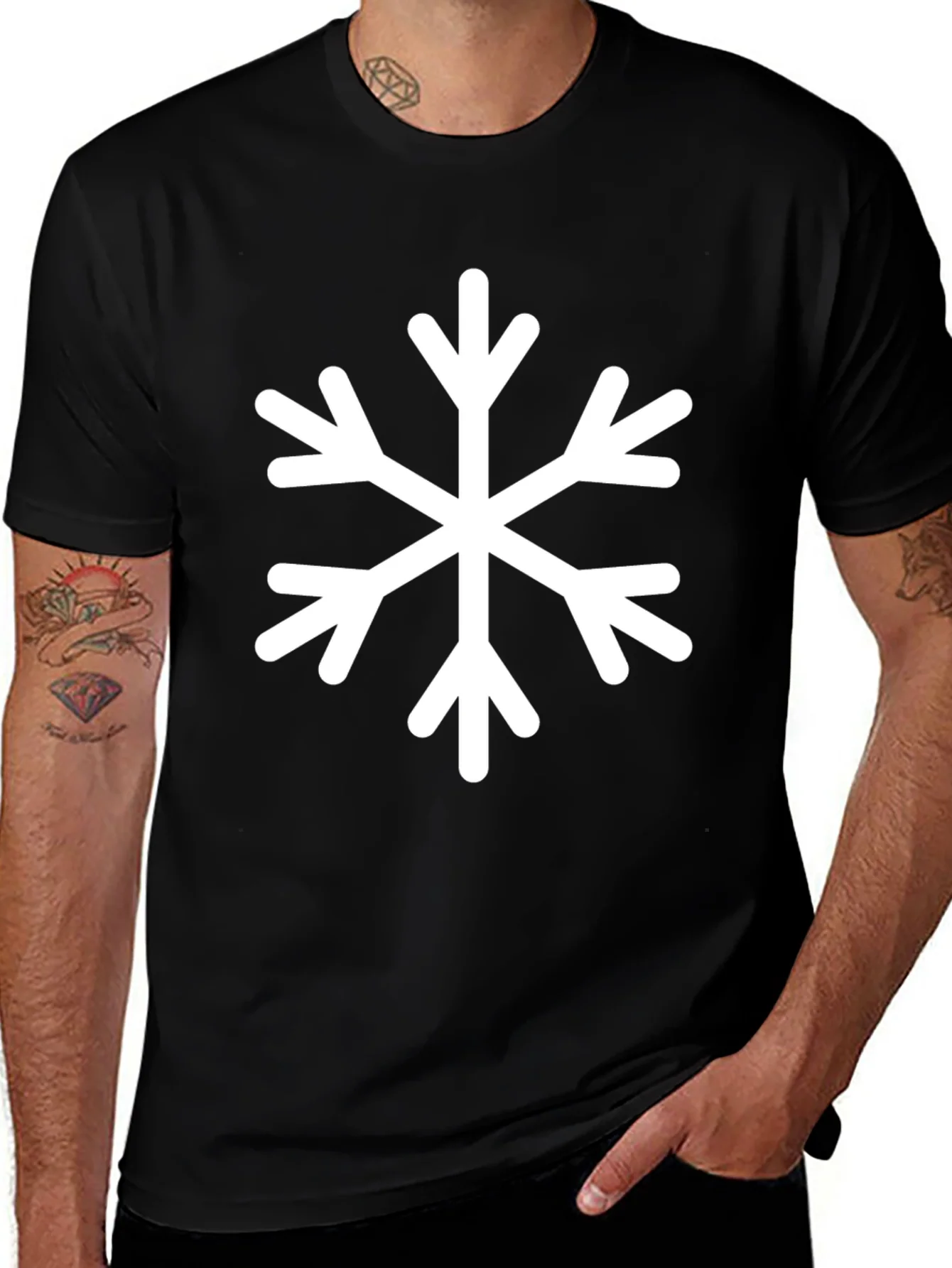 Camiseta Negra Copo de Nieve Invierno
