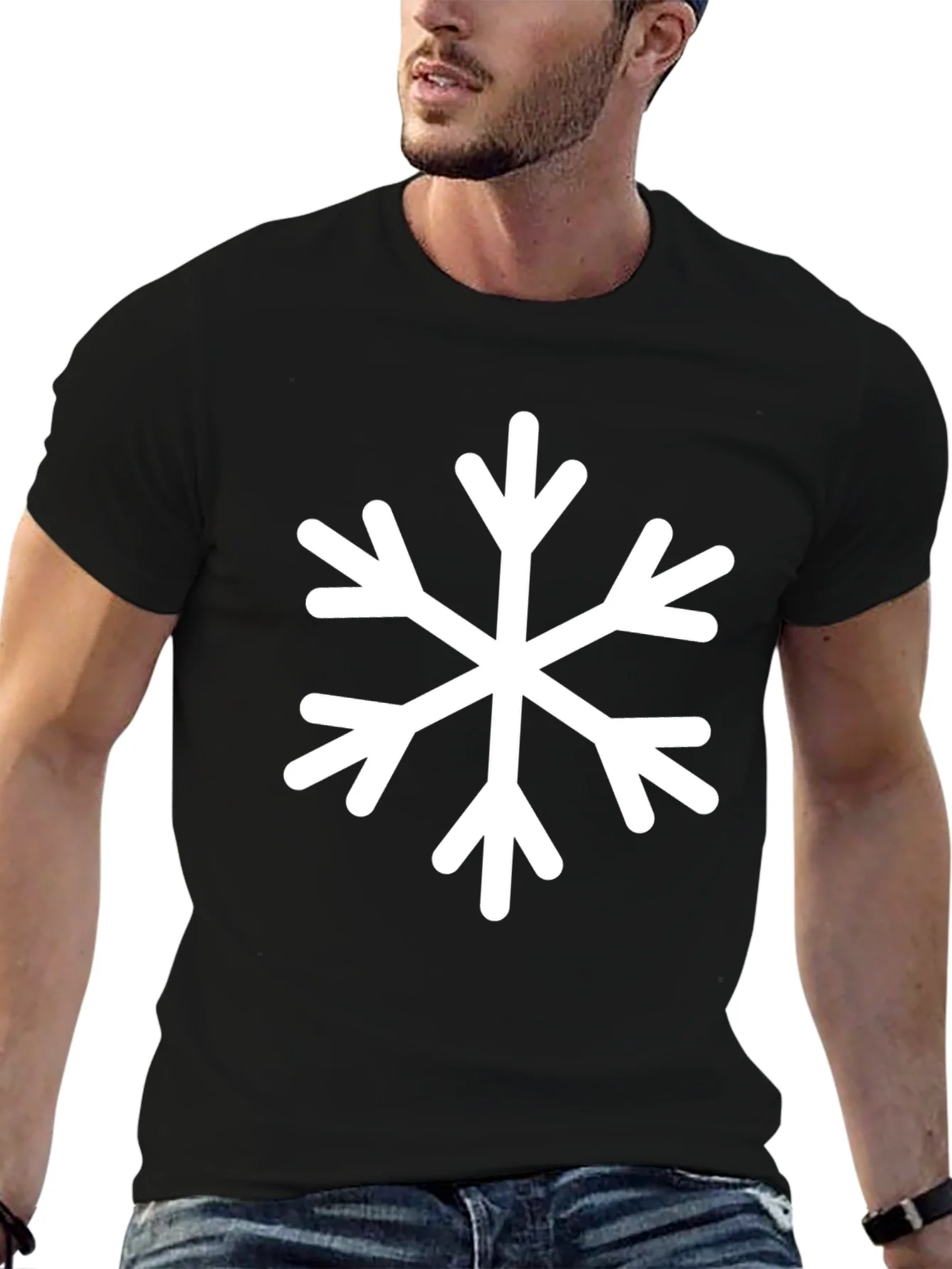Camiseta Negra Copo de Nieve Invierno