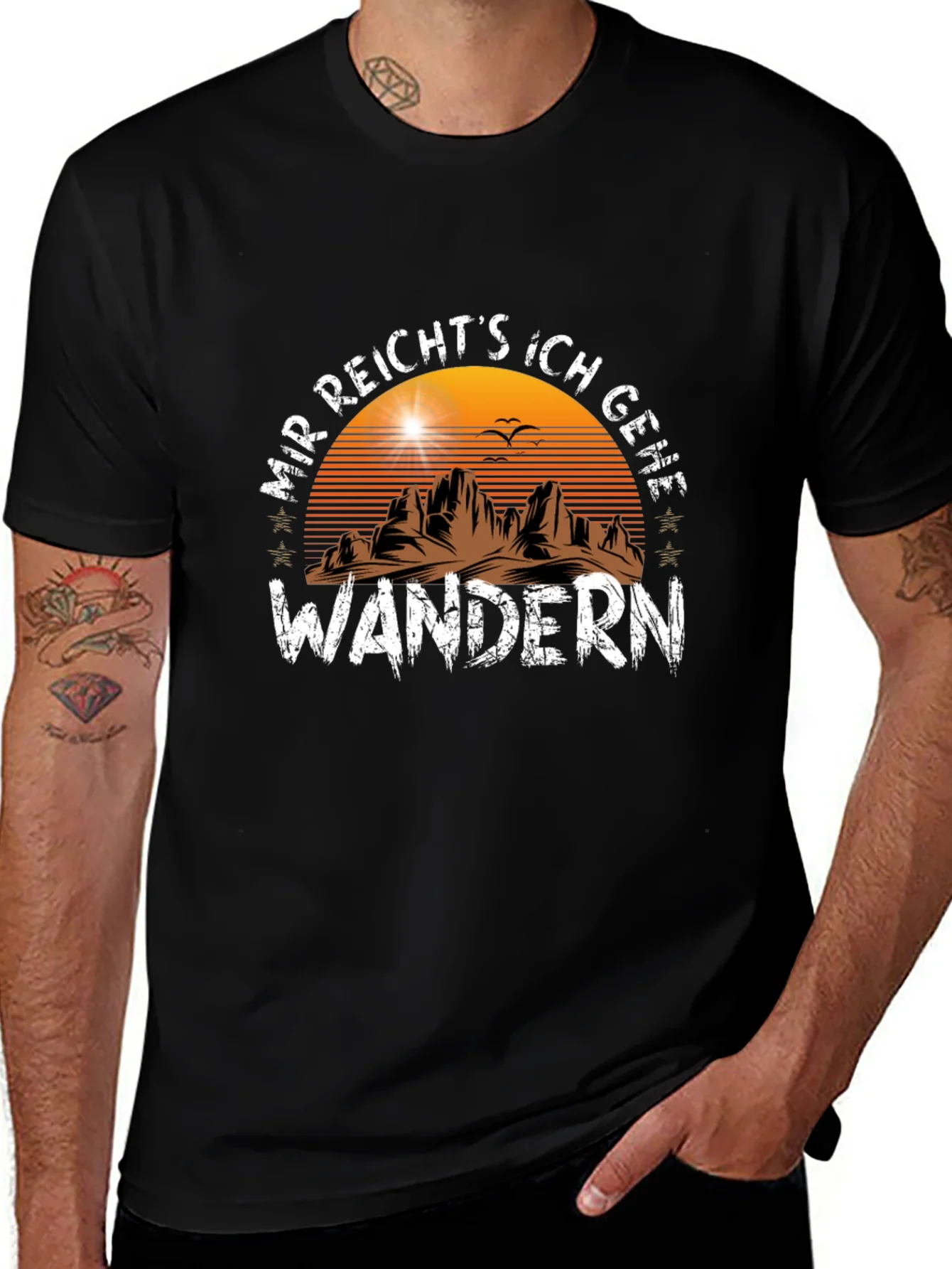 Camiseta Negra Wandern: ?Aventura al Aire Libre!