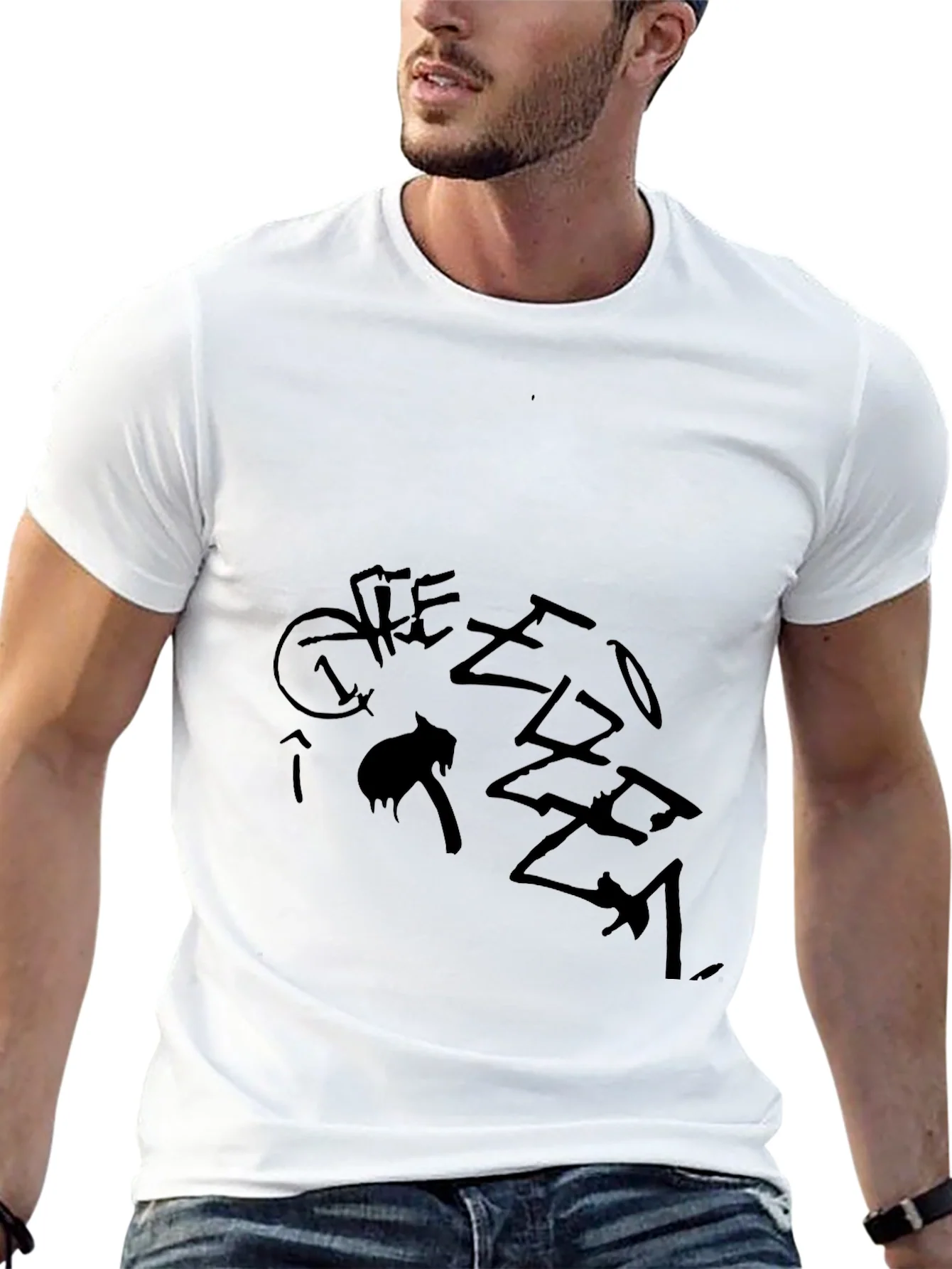 Camiseta Negra con Dise?o Gr¨¢fico Abstracto