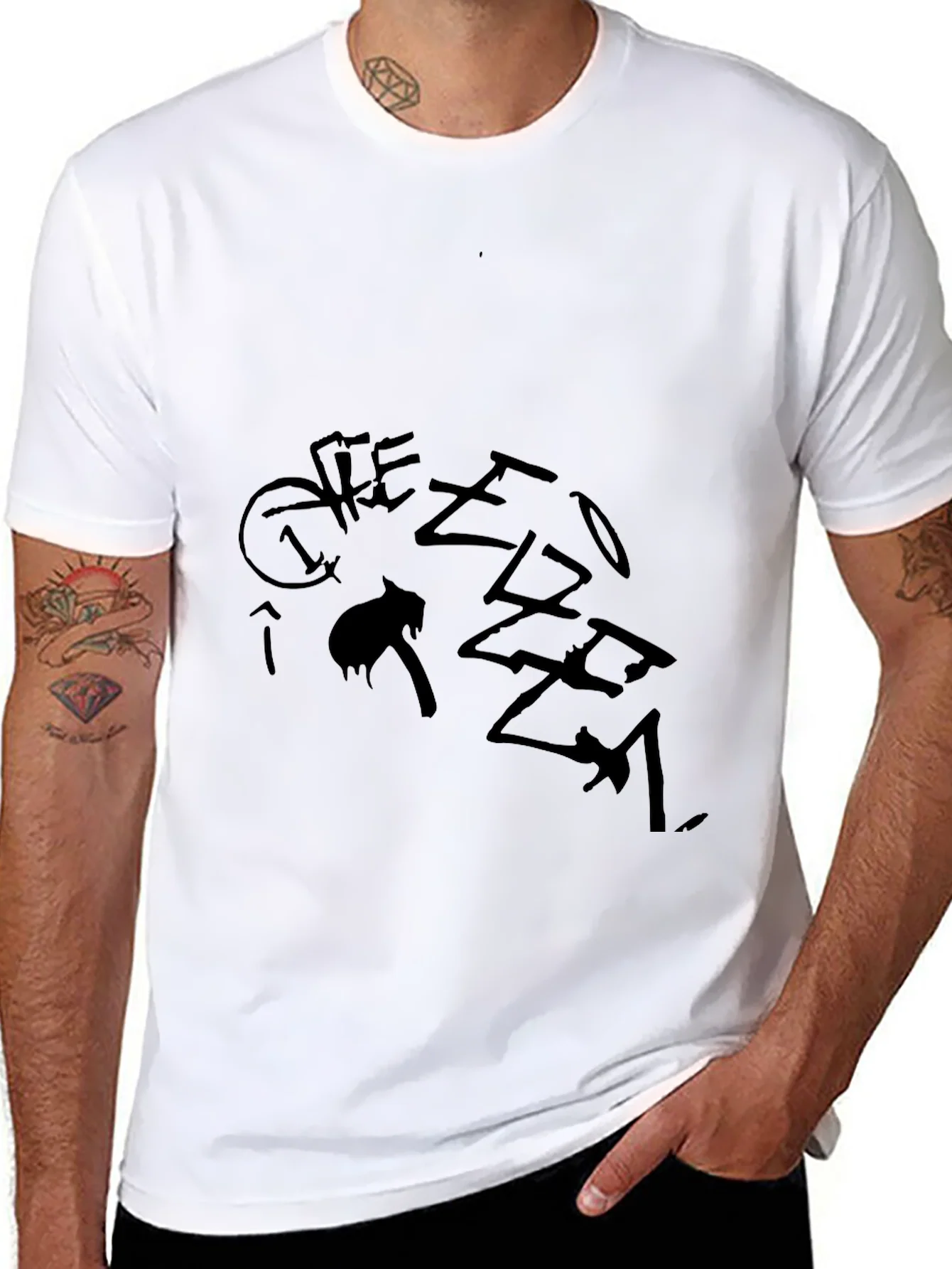 Camiseta Negra con Dise?o Gr¨¢fico Abstracto